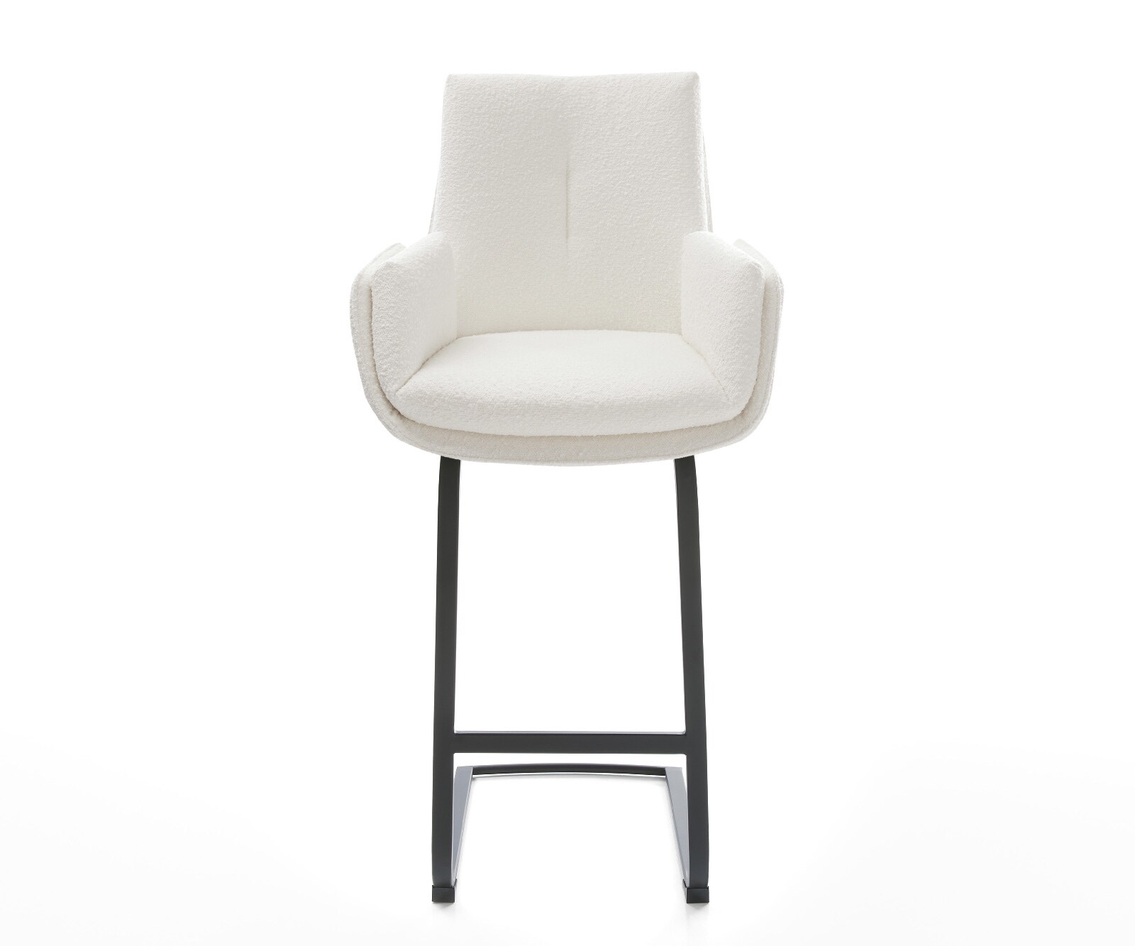 Barstuhl Clea-Flex Bouclé Creme-Weiß Freischwinger Flach Metall Schwarz 1