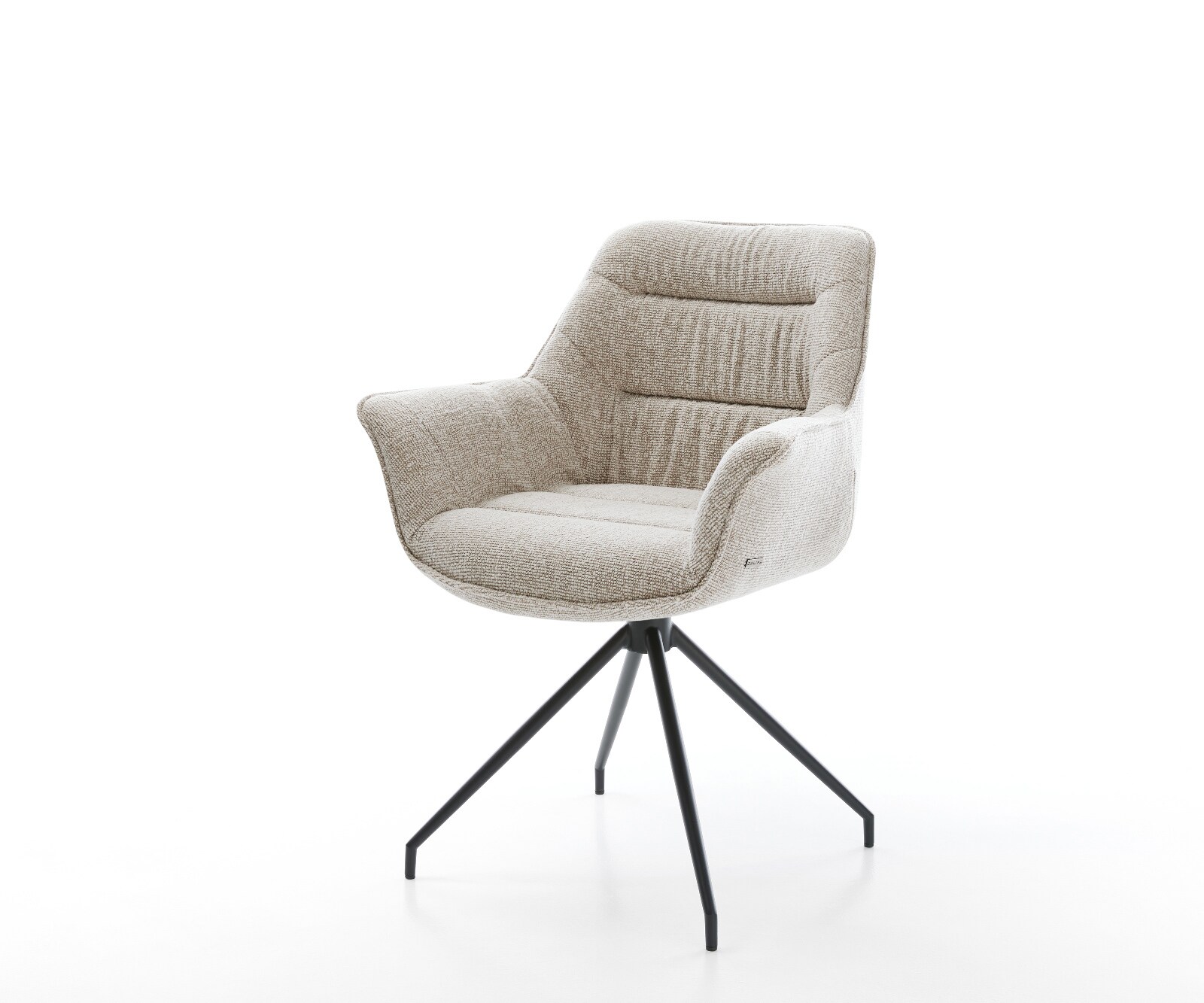 Esszimmerstuhl Kaira-Flex Webstoff Soft Beige Kreuzgestell konisch Schwarz