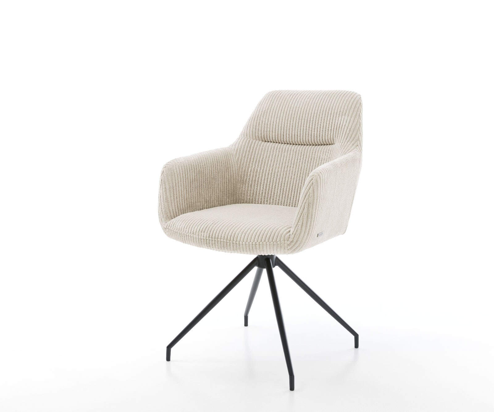 Chaise-pivotante Pejo-Flex corde beige vintage cadre croisé conique noir pivote sur 180°