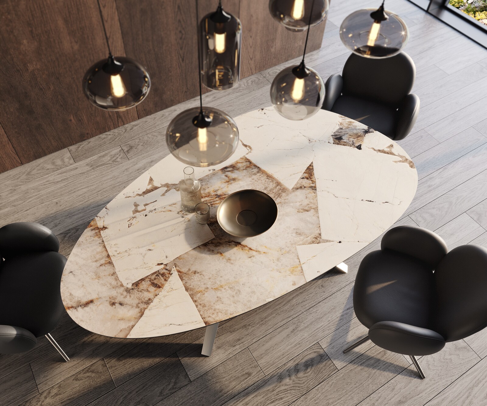 Table à manger Edge Ovale 220x120 Céramique Iris FMG Patagonia Lappato Zenthara anguleux Acier inoxydable 3
