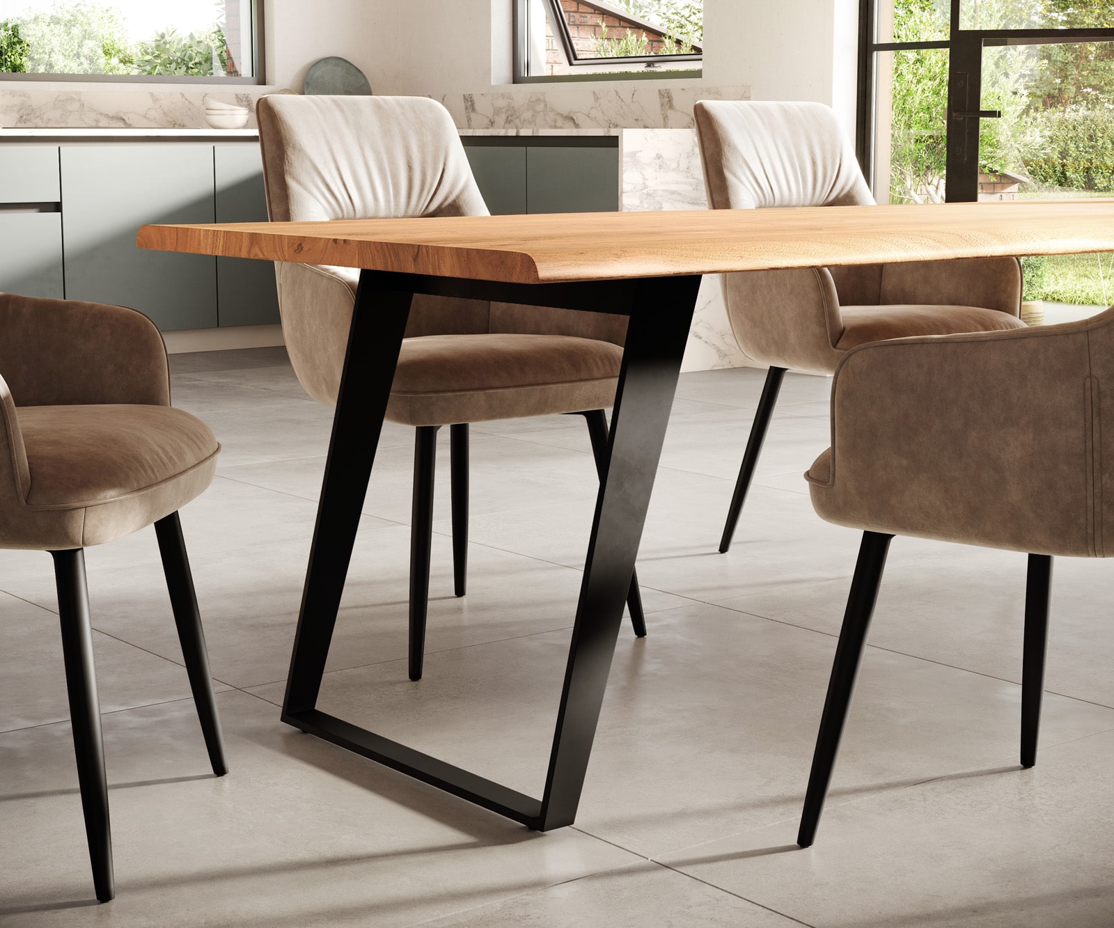 Esstisch Edge 300x100 XL Akazie Natur Metall Schräg Live-Edge 5 Esstisch Edge 300x100 XL Akazie Natur Metall Schräg Live-Edge 5