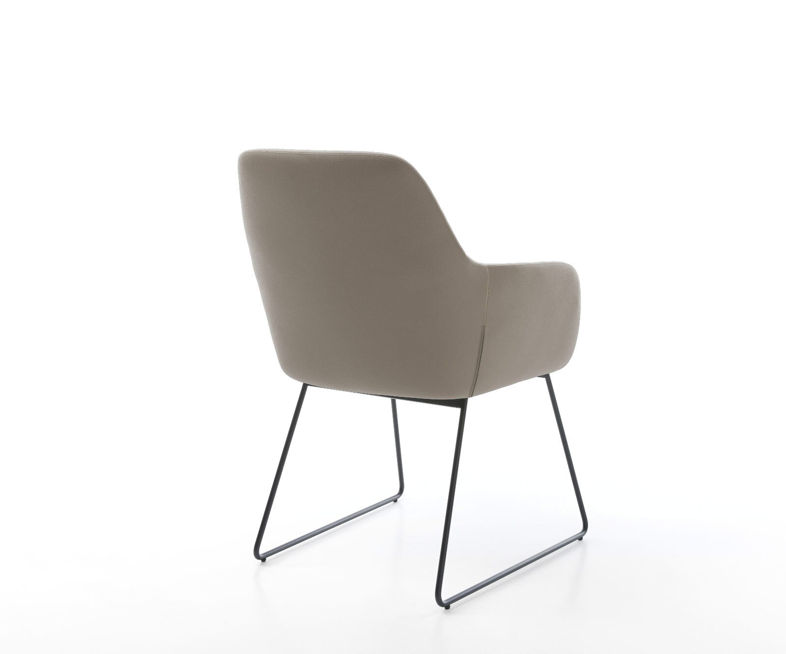 Chaise-de-salle-à-manger Pejo-Flex cuir de vache couleur boue pied trapèze noir ressorts ensachés 4