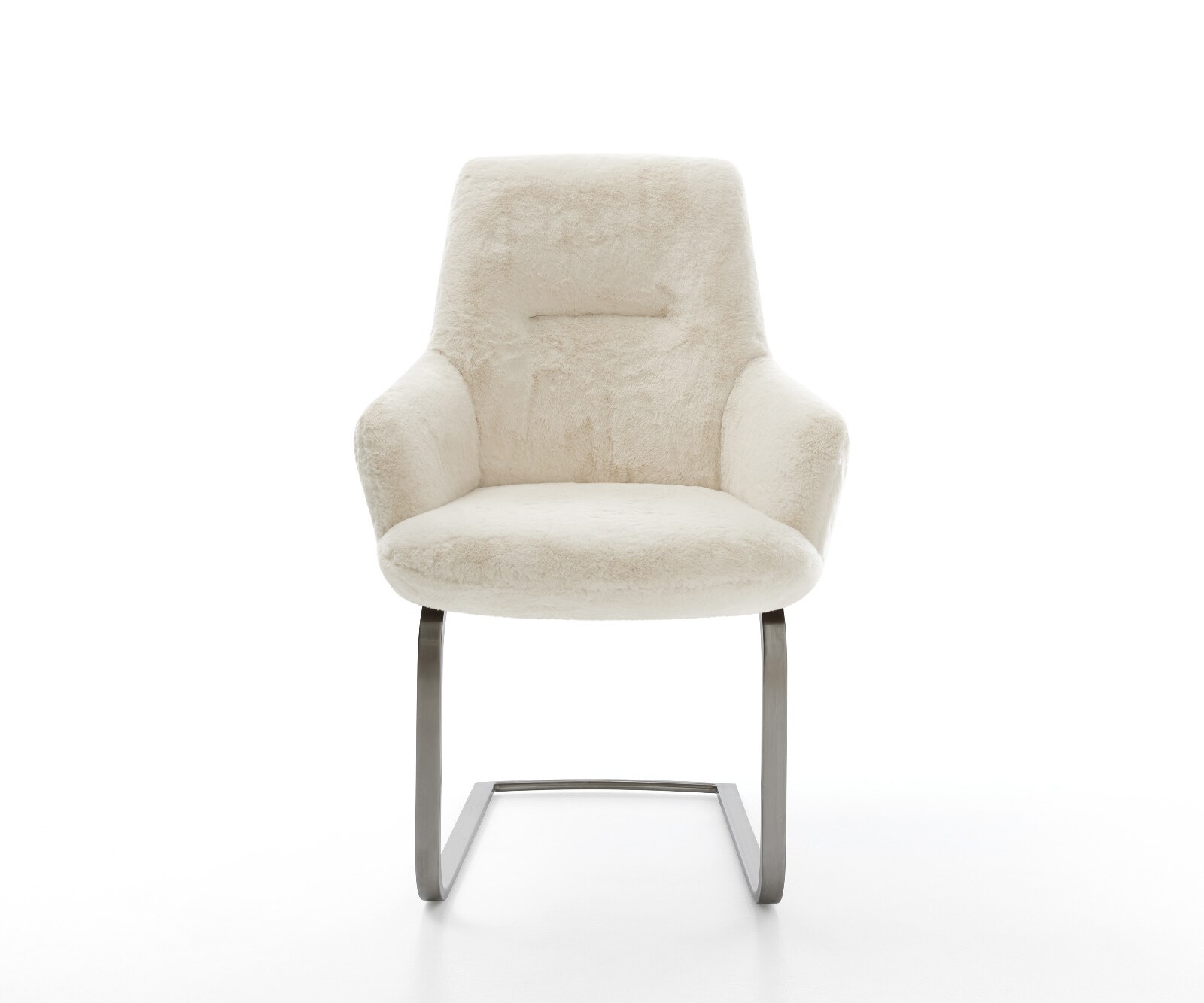 Cantilever Zelia-Flex avec accoudoirs peluche crème-blanc pied cantilever plat grafiete ressorts ensachés 2