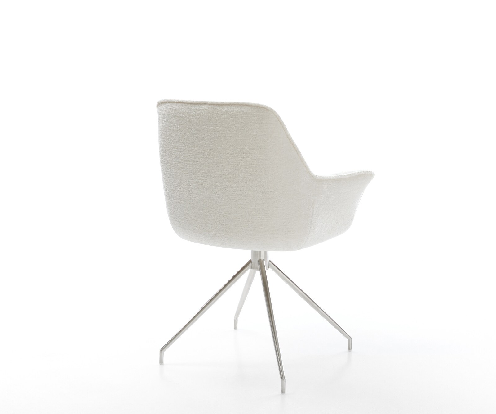 Esszimmerstuhl Kaira-Flex Bouclé Soft Beige Kreuzgestell konisch Edelstahl 4