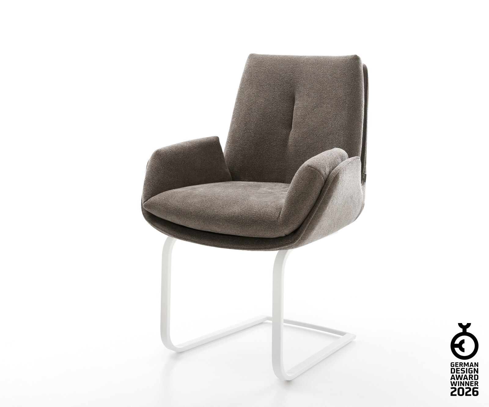 Freischwinger Clea-Flex Strukturstoff Soft Taupe Freischwinger flach Weiß 1