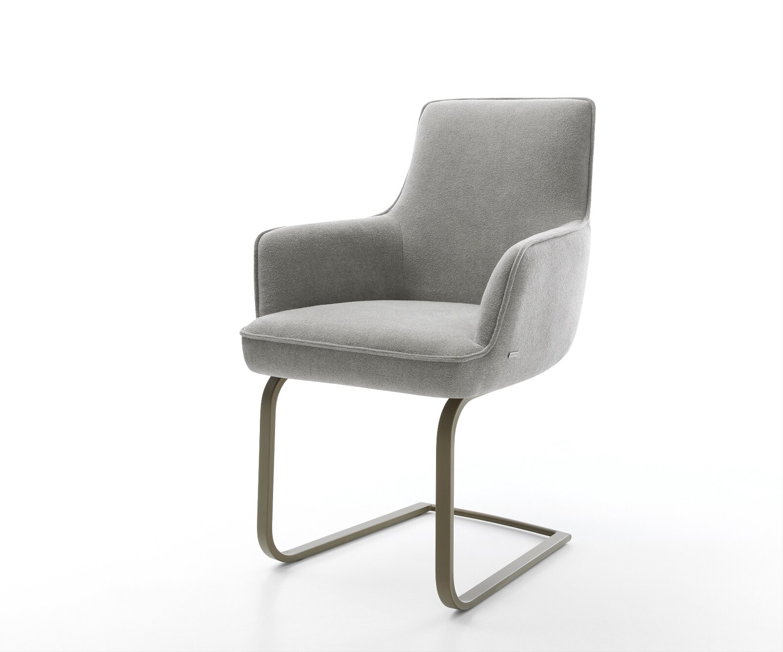 Freischwinger Heira-Flex mit Armlehnen Strukturstoff Soft Grau Freischwinger flach Effektfinish Titan Taschenfederkern