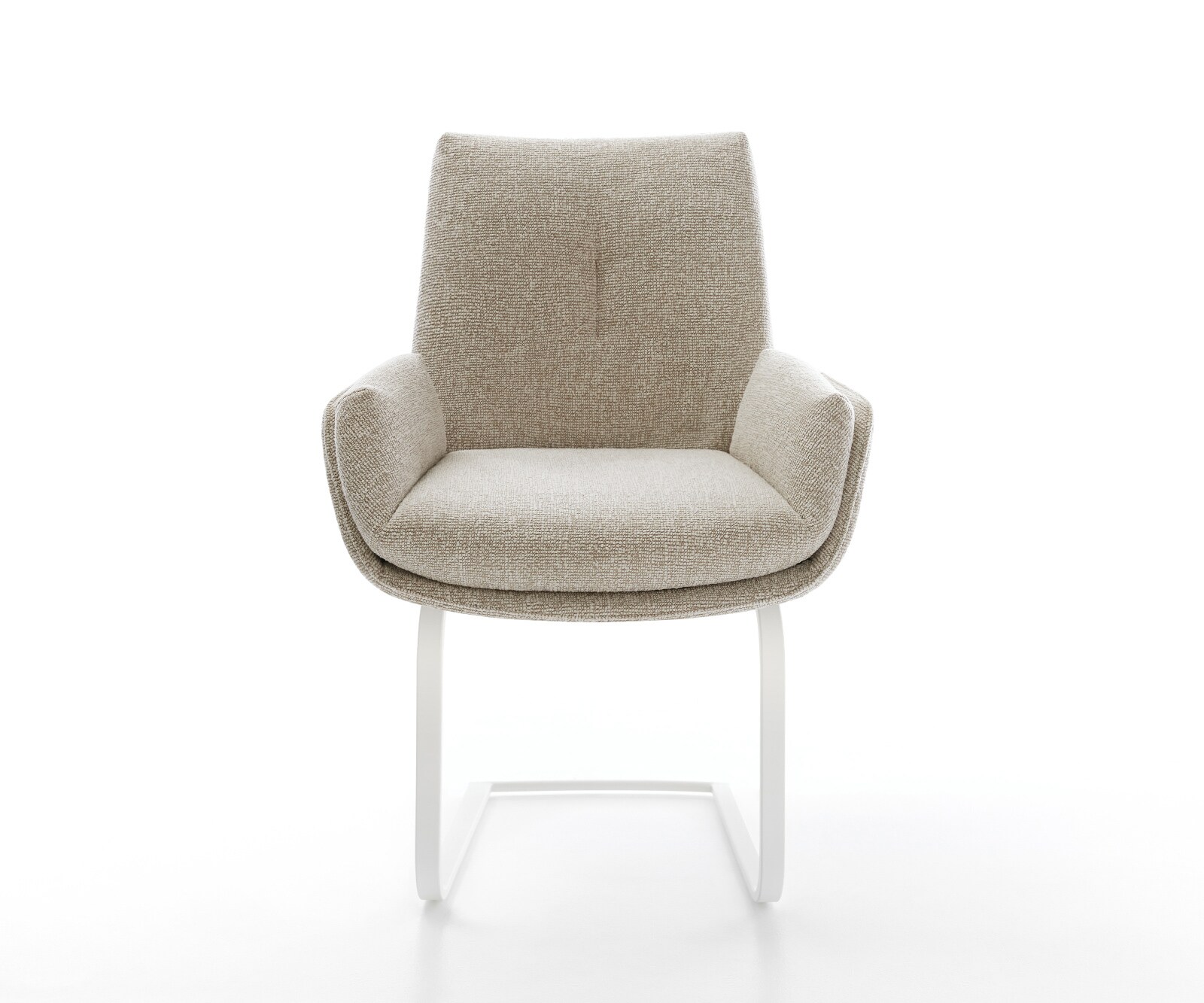 Cantilever Clea-Flex tissu tissé doux beige pied cantilever plat blanc 1
