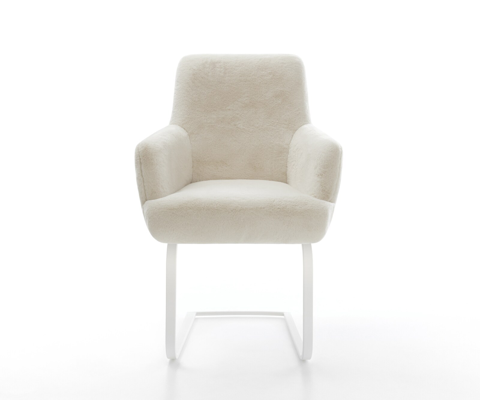 Cantilever Heira-Flex avec accoudoirs peluche crème-blanc pied cantilever plat blanc resorts ensachés 2