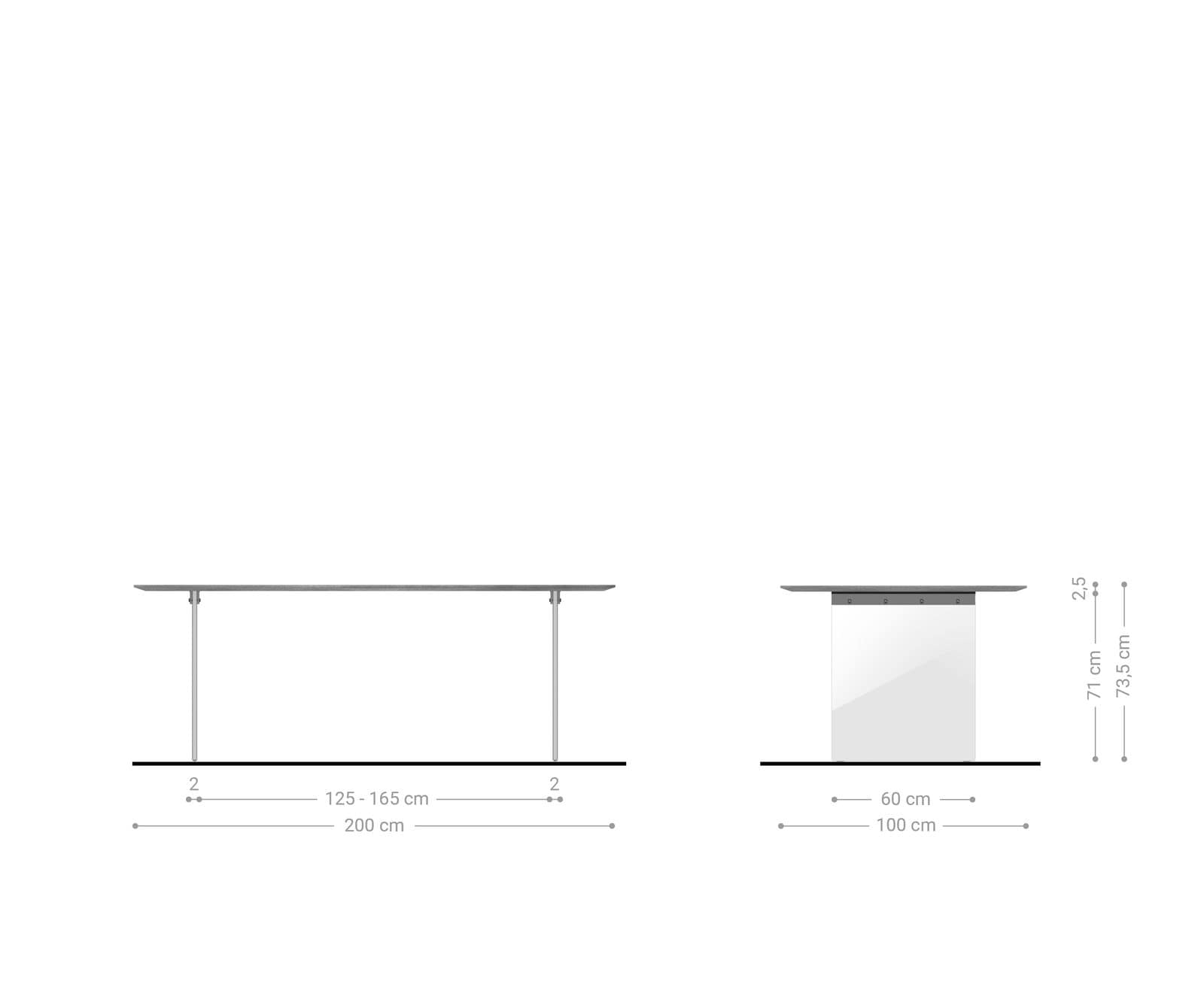 Esstisch Edge 200x100 cm Akazie Natur Gestell Glas Schweizer Kante 5 Esstisch Edge 200x100 cm Akazie Natur Gestell Glas Schweizer Kante 5