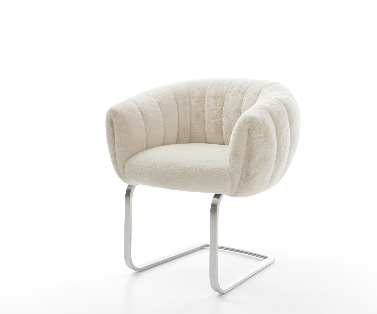 Cantilever Jada-Flex peluche crème-blanc pied cantilever plat acier inoxydable brossé ressorts ensachés 1