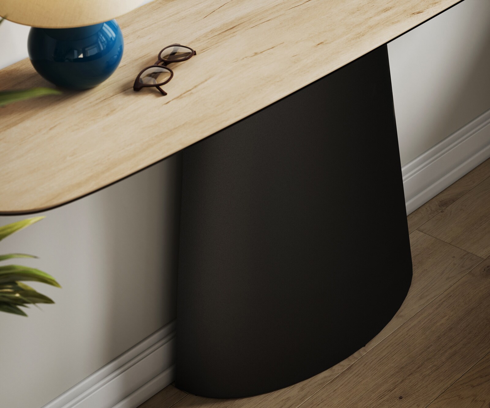 Konsolentisch Edge Boot 180x40 cm Keramik Laminam® Sabbia Eichefarbig Conos Metall Schwarz 6