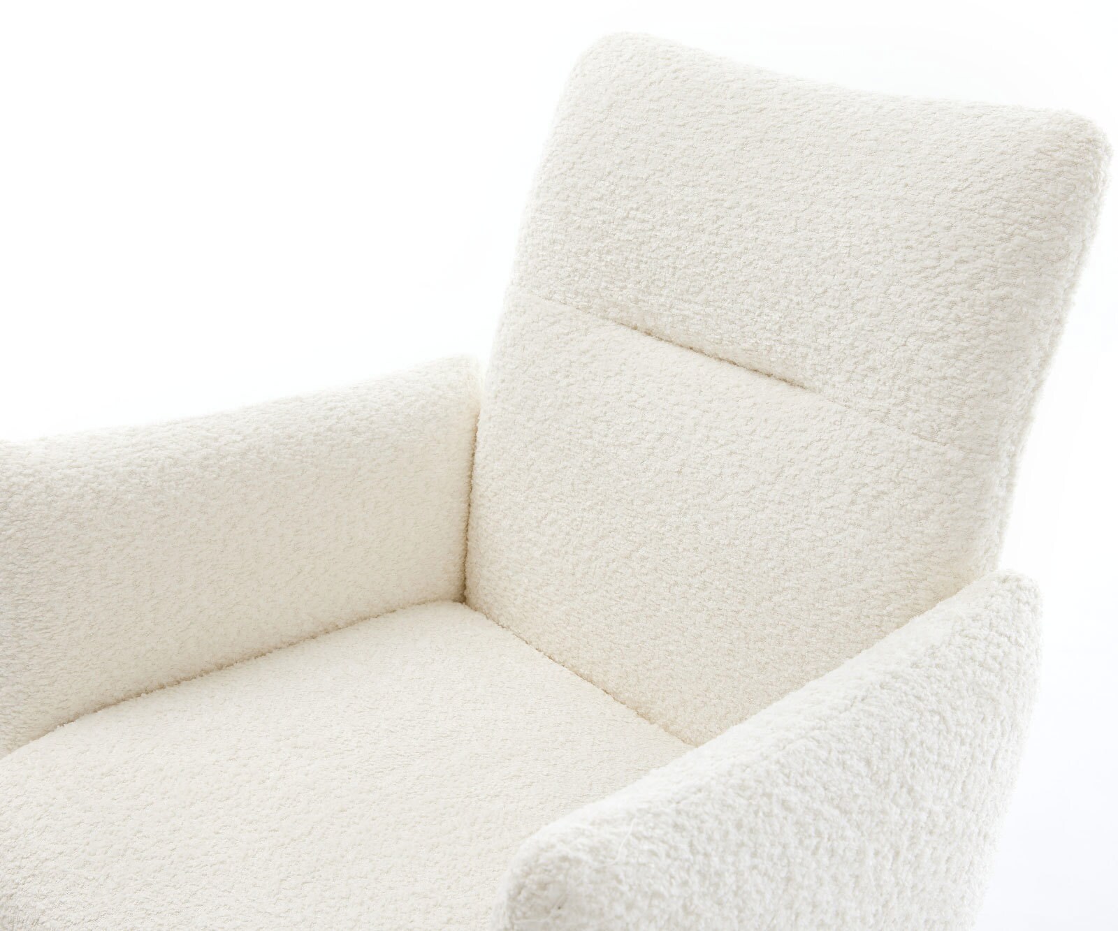 Chaise-pivotante Jova-Flex avec accoudoirs bouclé blanc pied de chaise 4 branches aspect titane pivotement sur 360° ressorts ensachés 4
