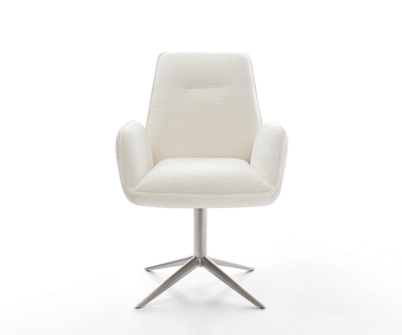 Chaise-pivotante Zoa-Flex bouclé doux beige pied de chaise 4 branches acier inoxydable pivotement sur 360° fonction bascule resorts ensachés 1