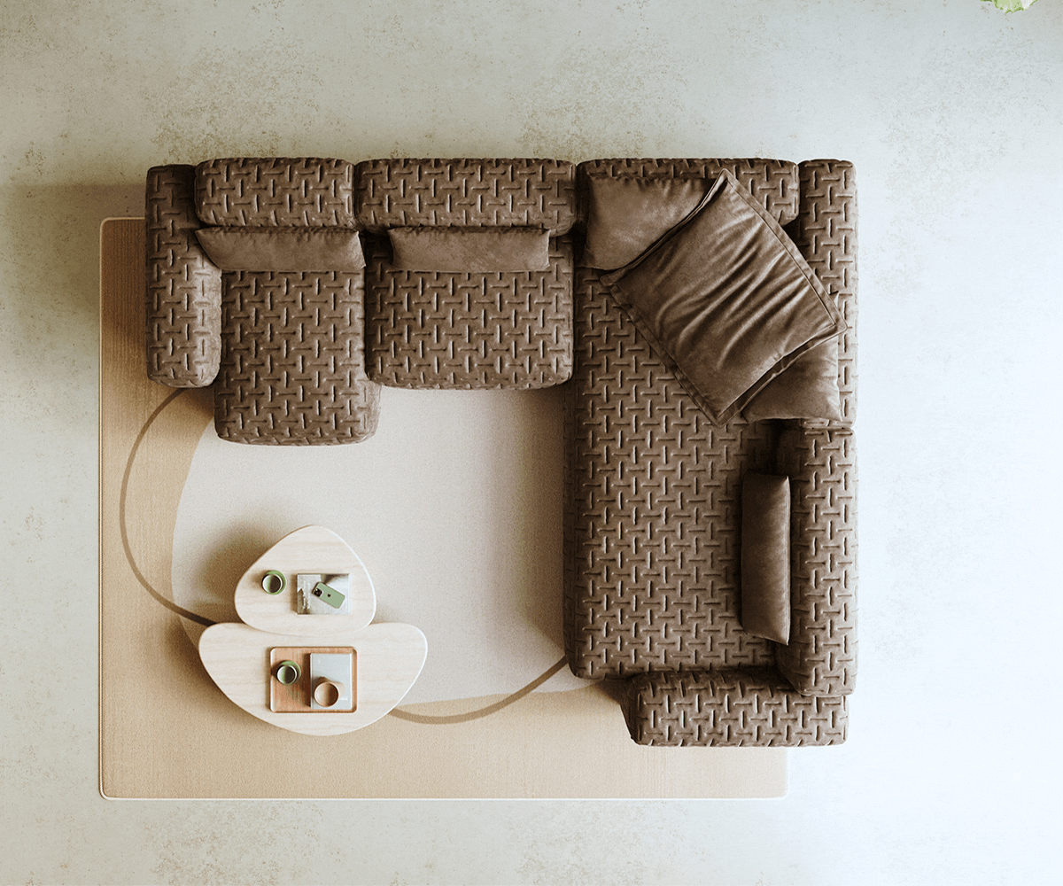 Wohnlandschaft Freestyle 360x290 cm Mikrofaser Taupe Vintage Gesteppt 5