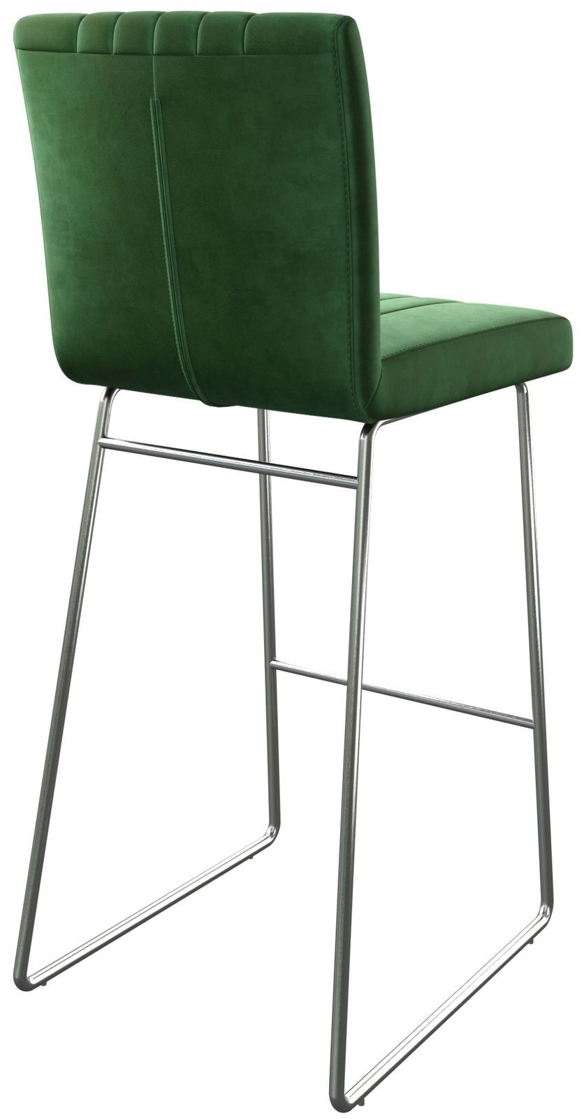 Barstuhl Luiga-Flex Samt Grün Kufengestell Edelstahl 5