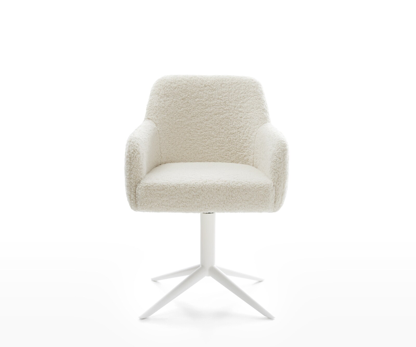 Drehstuhl Greg-Flex Teddystoff Beige Fußkreuz Weiß 360° drehbar Wippfunktion Taschenfederkern 2