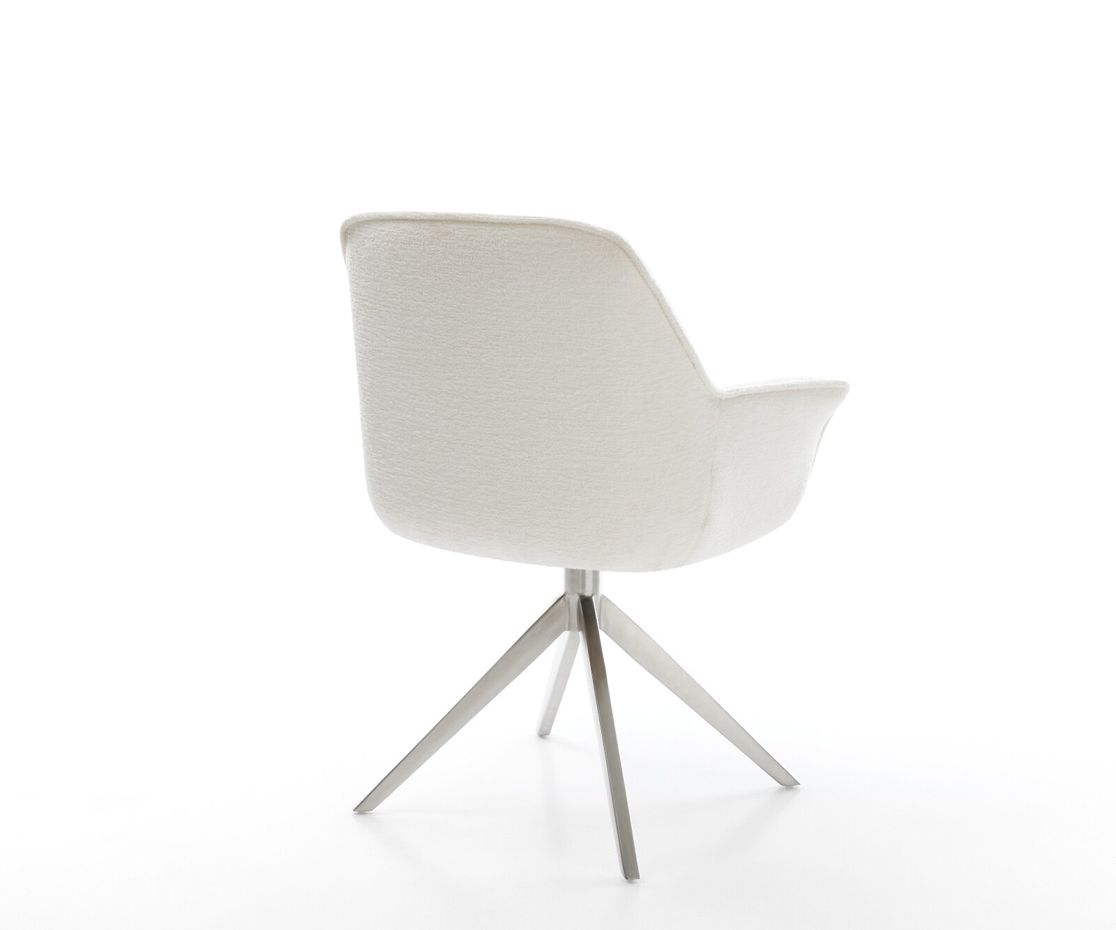 Chaise-pivotante Keila-Flex avec accoudoirs bouclé doux beige pied croisé large acier inoxydable pivotement sur 360° fonction bascule 5