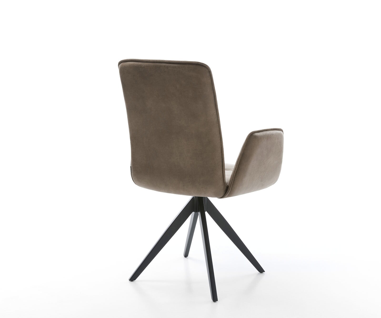 Chaise-de-salle-à-manger Vinja-Flex microvelours taupe vintage pied croisé angulaire noir 4