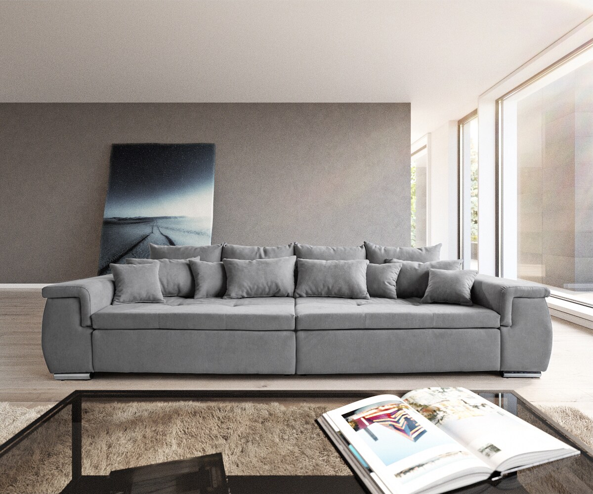 Sofa Navin 275x116 cm Grau Couch mit Kissen 1