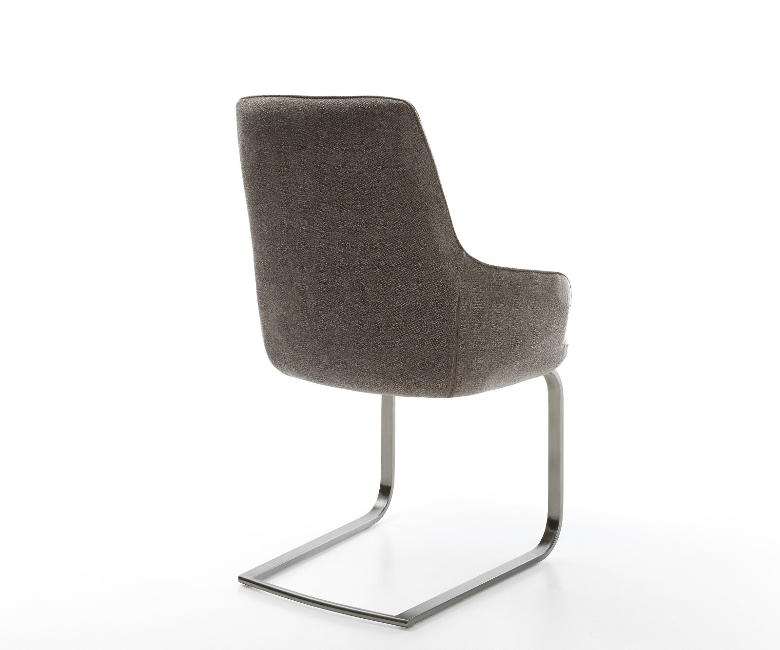 Cantilever Zelia-Flex avec accoudoirs tissu structuré doux taupe pied cantilever plat grafiete ressorts ensachés 5