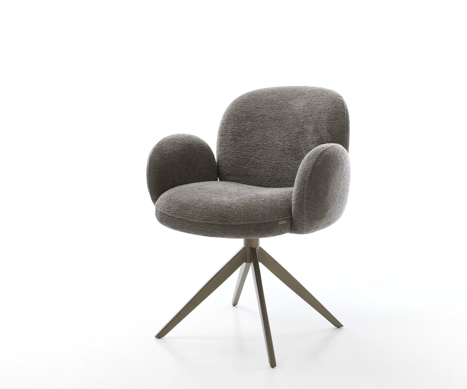 Drehstuhl Nube-Flex mit Armlehnen Bouclé Soft Schlamm Kreuzgestell breit Effektfinish Titan 360° drehbar Wippfunktion Taschenfederkern 1