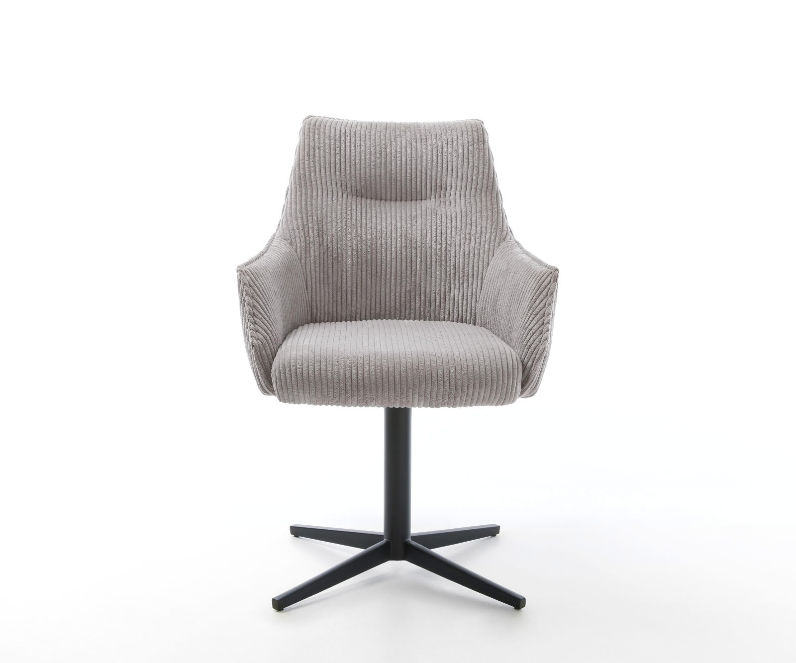 Chaise-pivotante Alja-Flex avec accoudoirs côtelé gris argenté pied de chaise 4 branches noir pivotement sur 360° ressorts ensachés 1 Chaise-pivotante Alja-Flex avec accoudoirs côtelé gris argenté pied de chaise 4 branches noir pivotement sur 360° ressorts ensachés 1