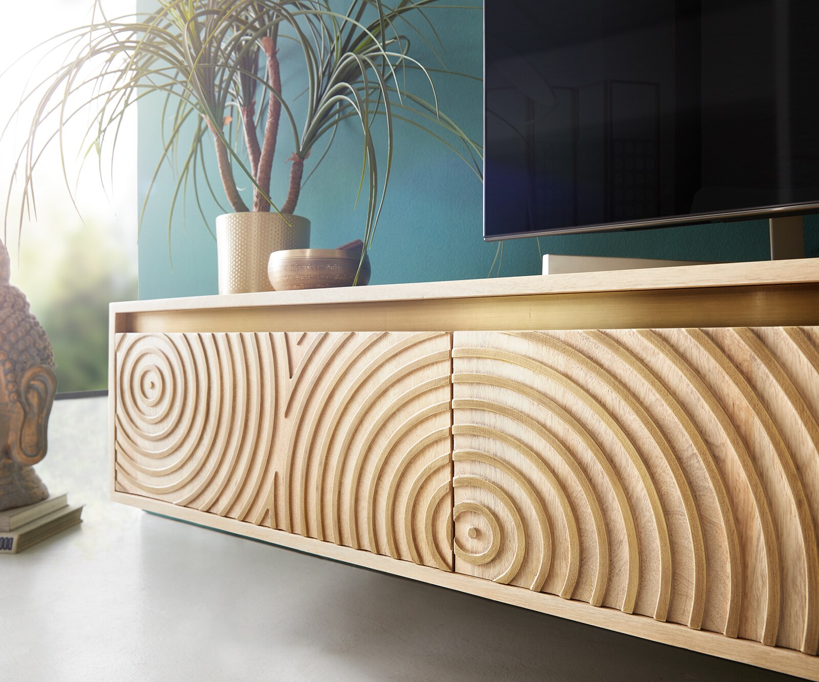 Lowboard Budaya 220 cm Mango Natur 4 Türen schwebend 4