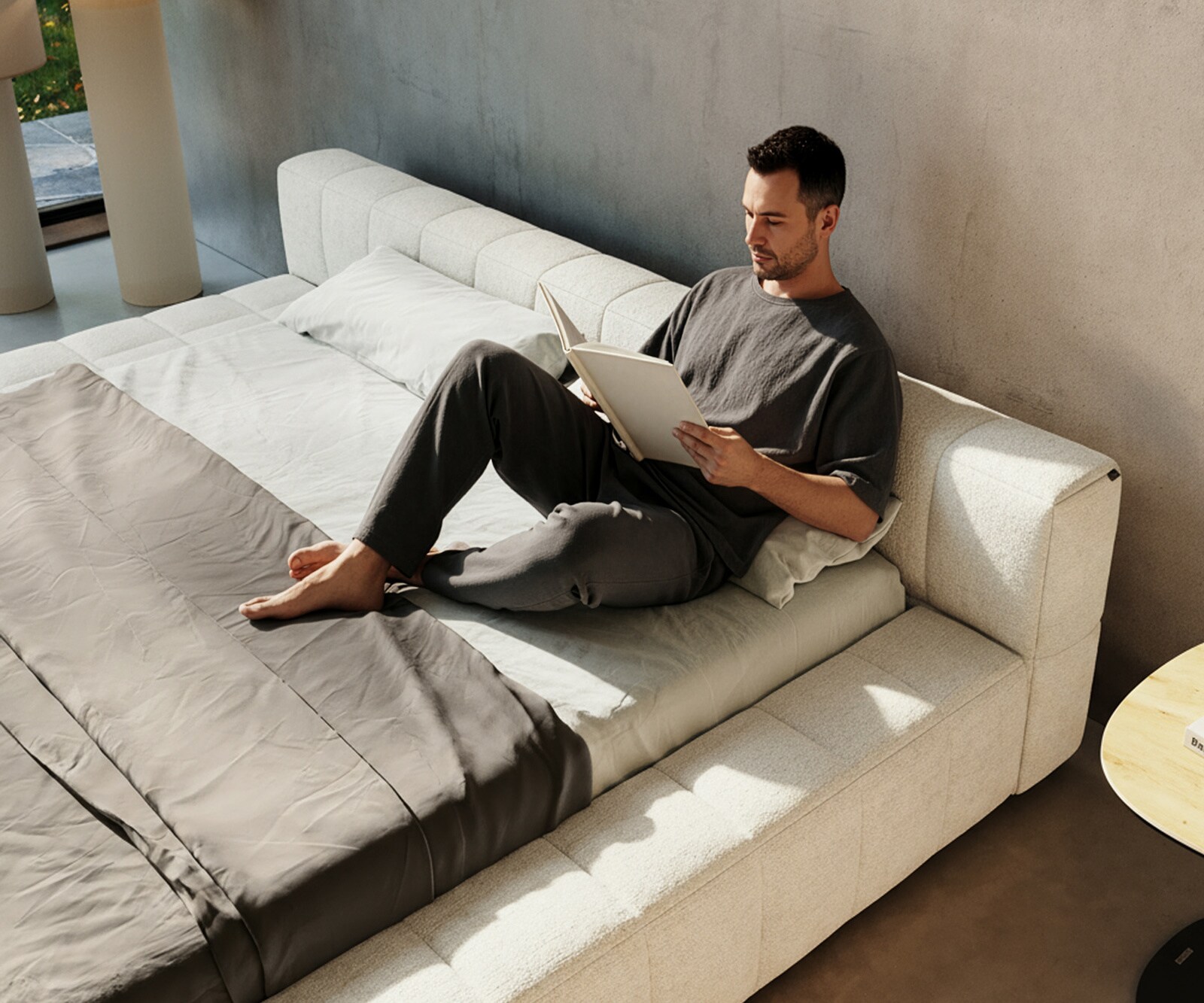 Polsterbettgestell Espazio 180x200 cm Bouclé Soft Beige 3