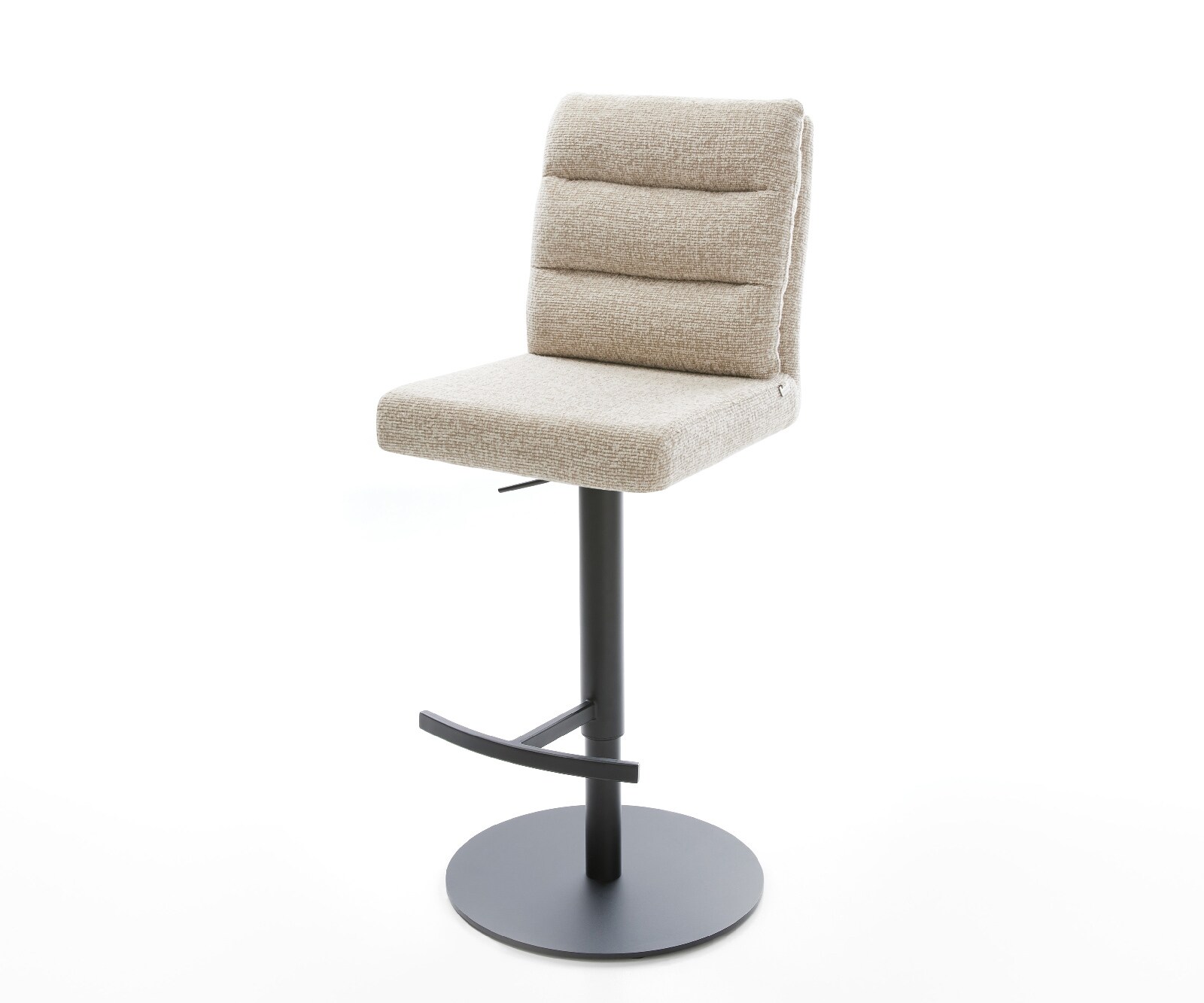 Barstuhl Pela-Flex Webstoff Soft Beige Drehfuß höhenverstellbar Metall Schwarz 1