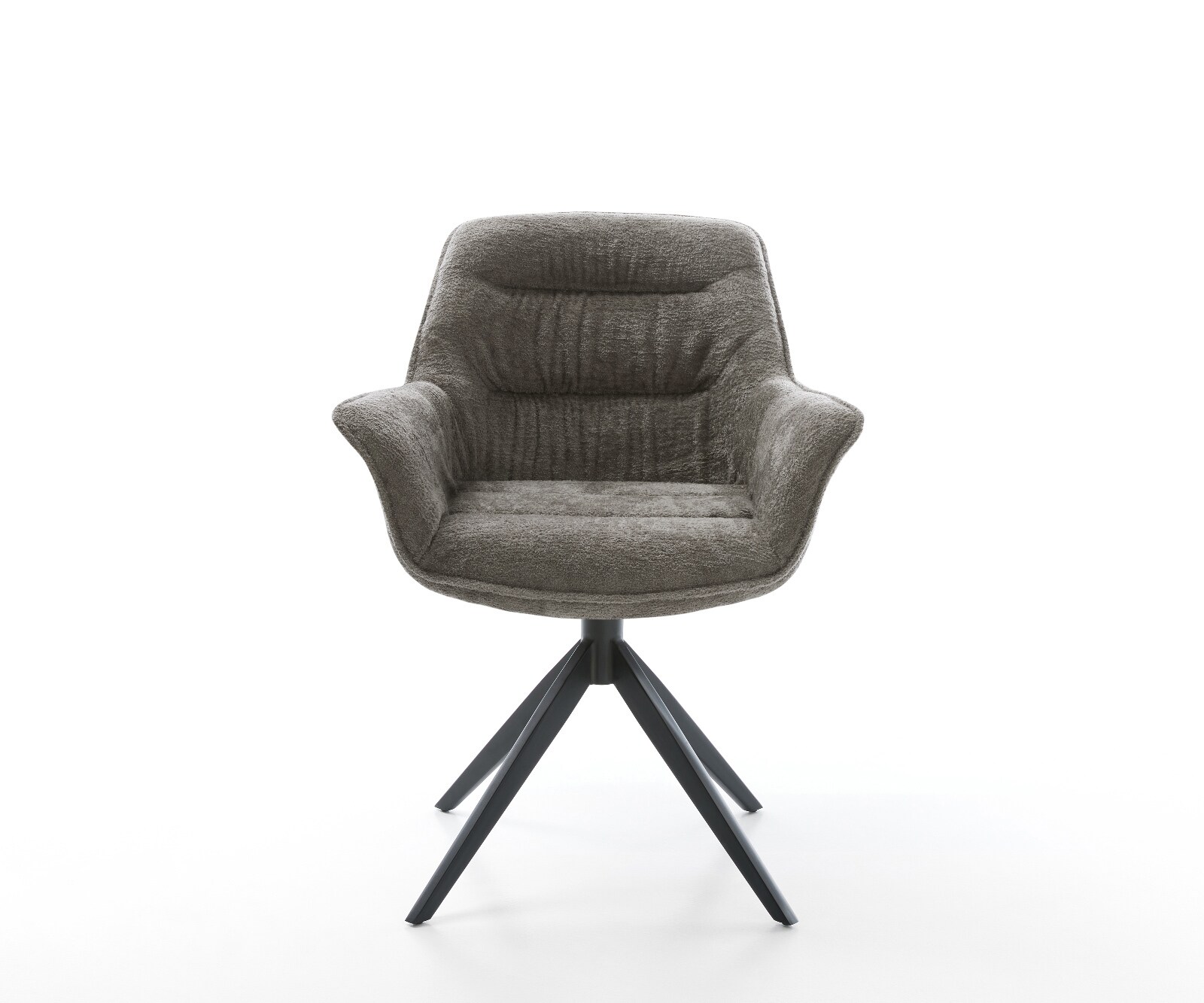 Drehstuhl Kaira-Flex Bouclé Soft Schlamm Kreuzgestell breit Schwarz 360° drehbar Wippfunktion 2