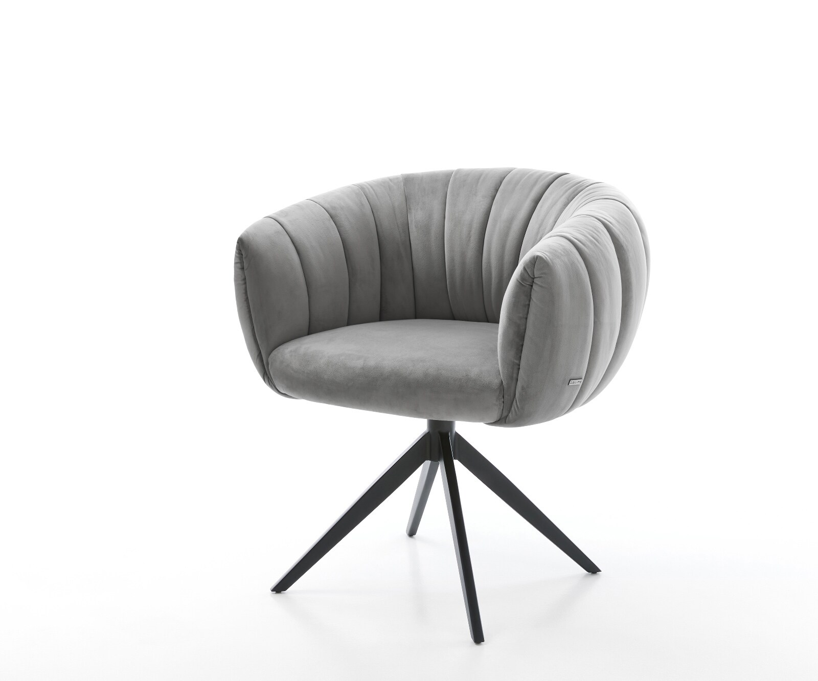 Drehstuhl Jada-Flex Samt Grau Kreuzgestell breit Schwarz 360° drehbar Wippfunktion Taschenfederkern