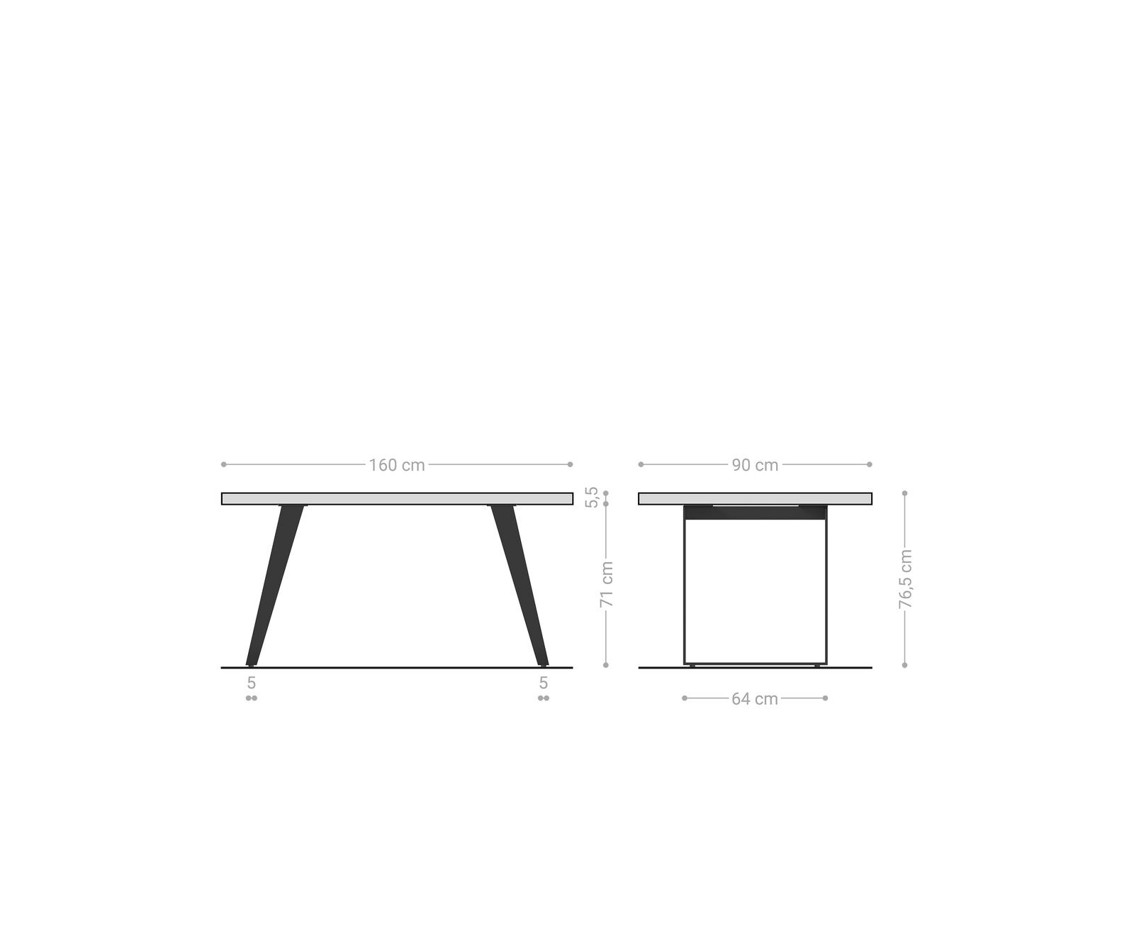 Esstisch Edge 160x90 XL Akazie Natur Edelstahl Schräg Live-Edge 6