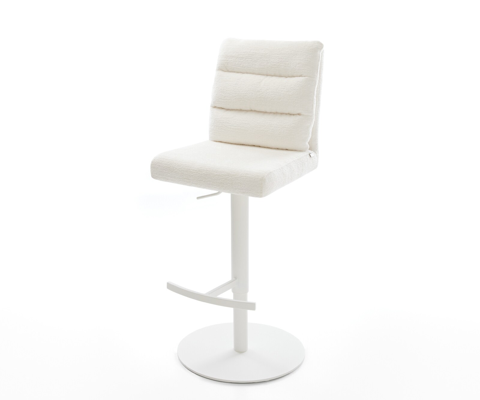 Barstuhl Pela-Flex Bouclé Soft Beige Drehfuß höhenverstellbar Metall Weiß 1