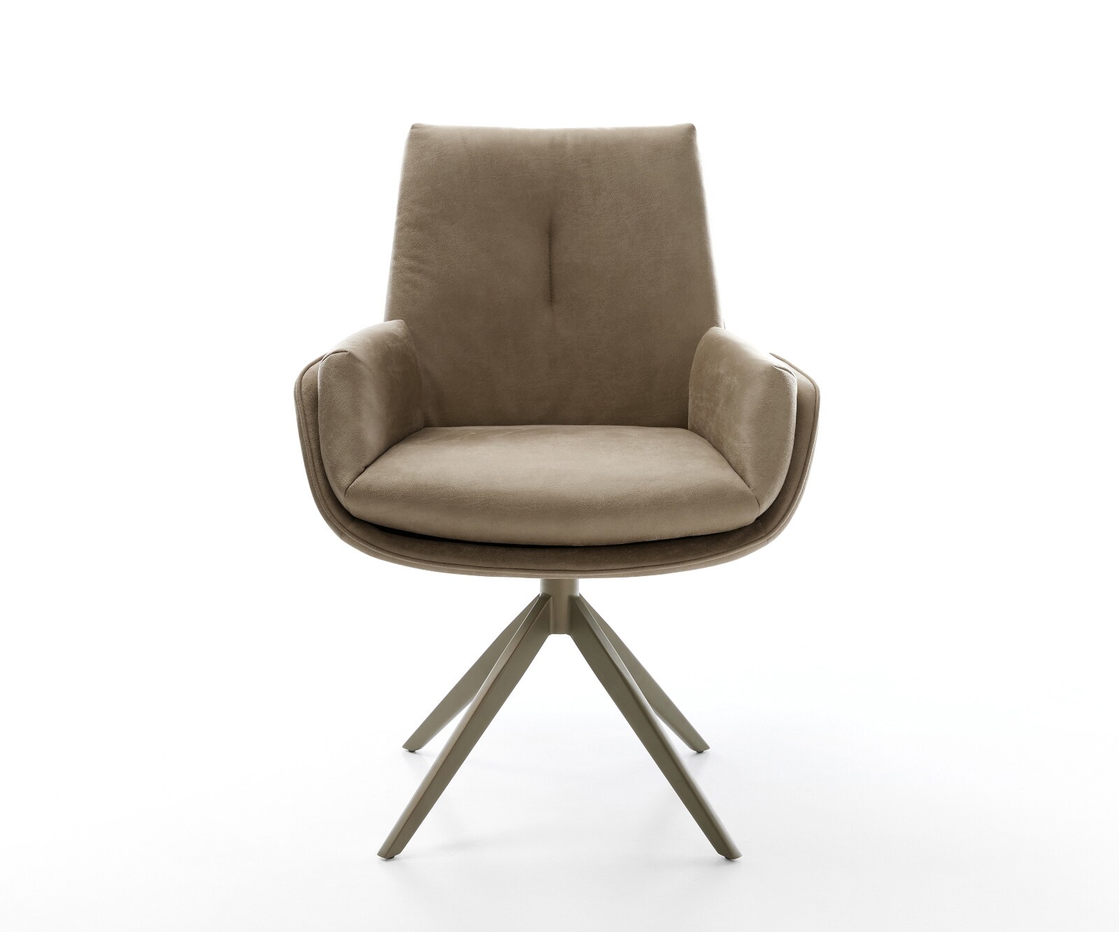 Drehstuhl Clea-Flex Mikrofaser Beige Vintage Kreuzgestell breit Effektfinish Titan 360° drehbar Wippfunktion 1
