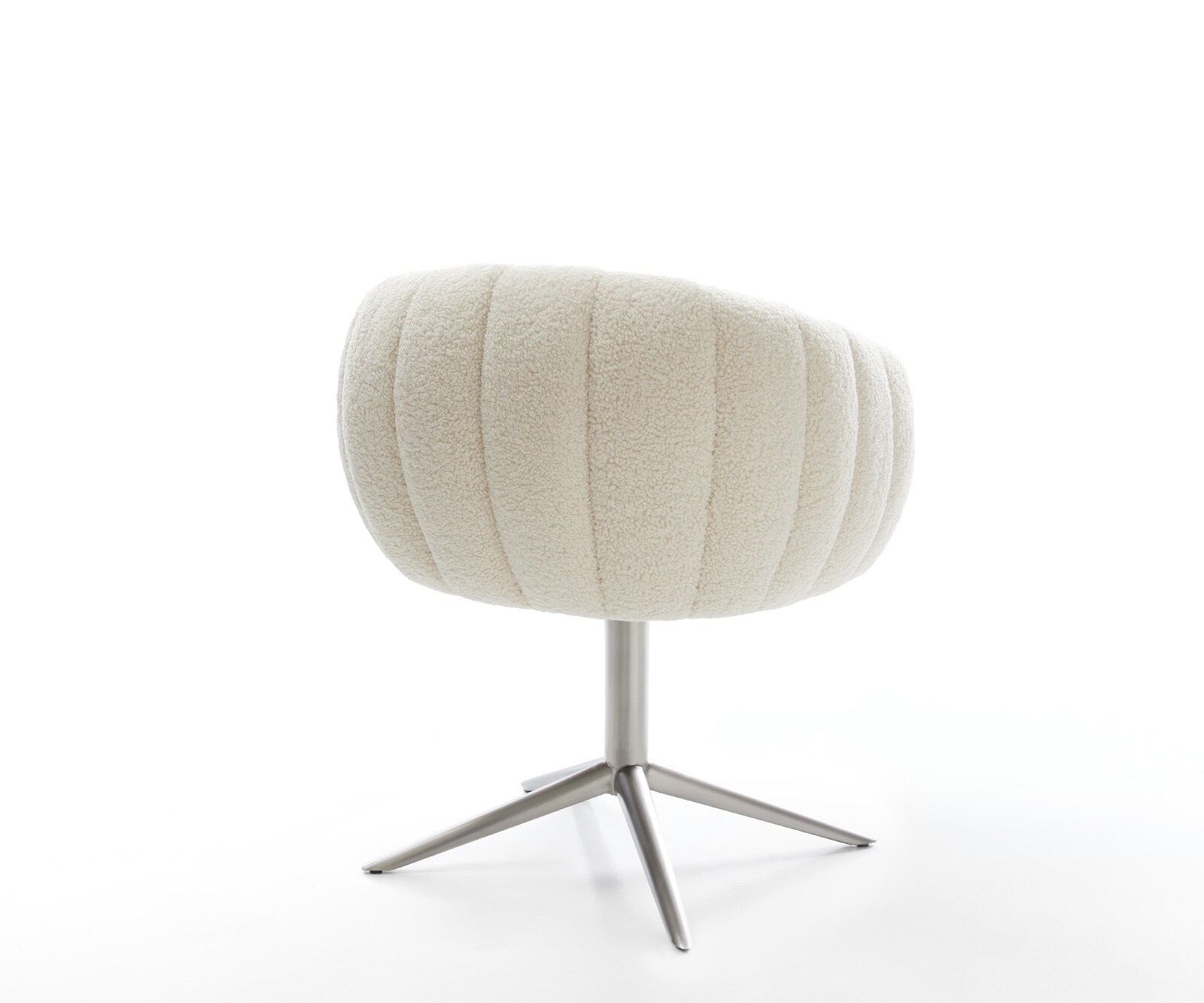 Drehstuhl Jada-Flex Teddystoff Beige Fußkreuz Edelstahl 360° drehbar Wippfunktion Taschenfederkern 5