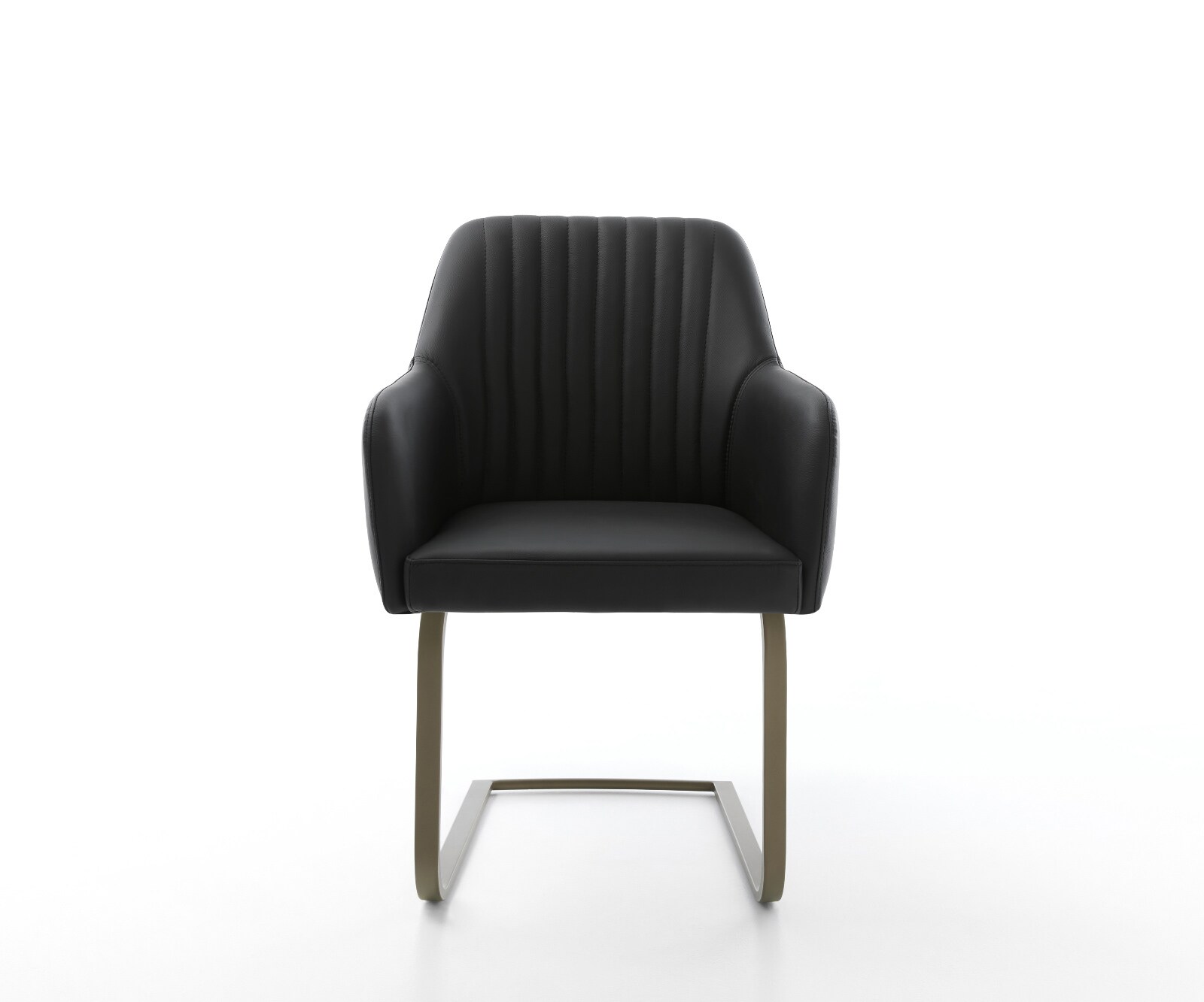 Cantilever Greg-Flex cuir de vache noir pied cantilever plat aspect titane ressorts ensachés 1