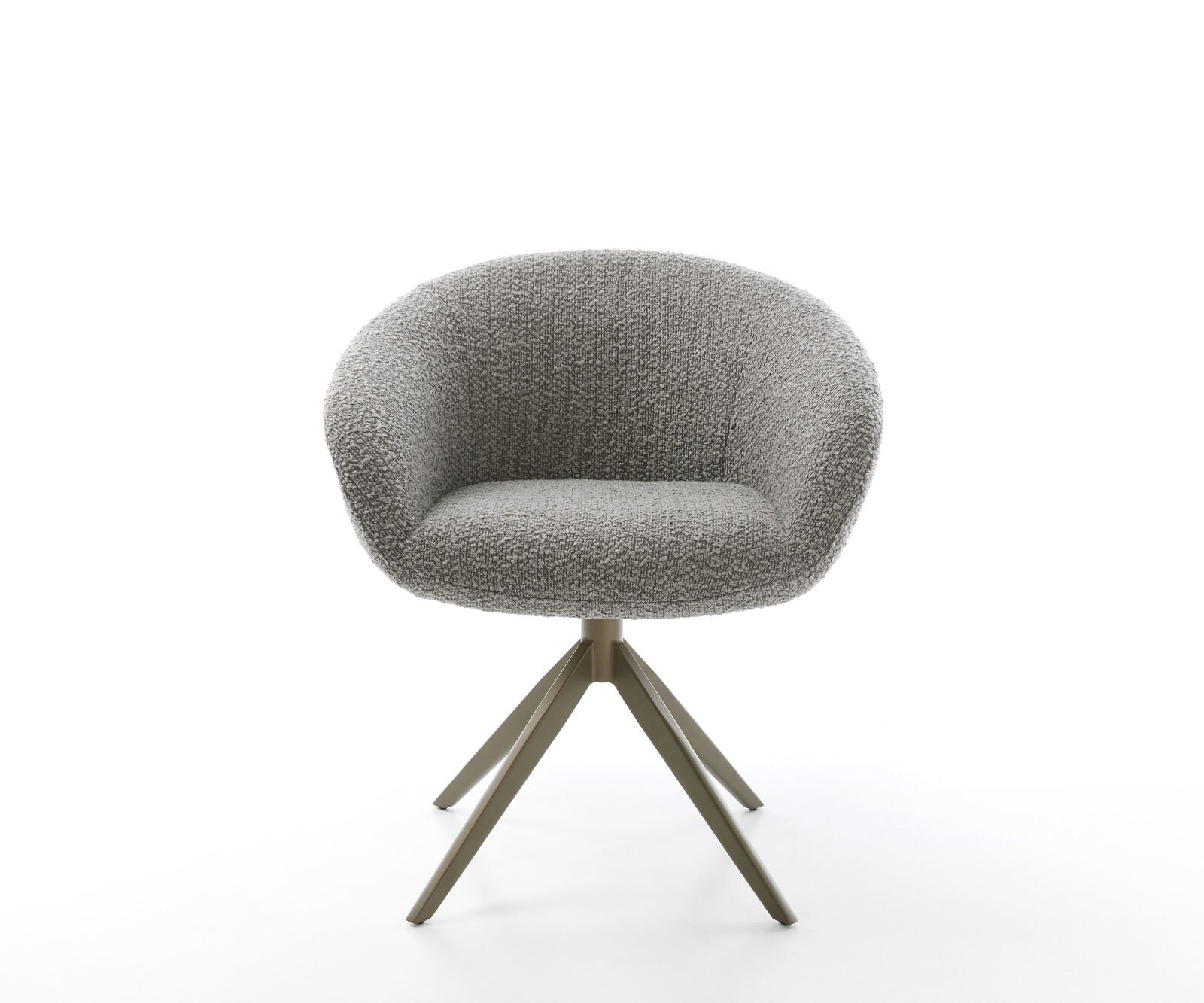 Drehstuhl Vinka-Flex mit Armlehnen Bouclé Silbergrau Kreuzgestell breit Effektfinish Titan 360° drehbar Wippfunktion Taschenfederkern 1