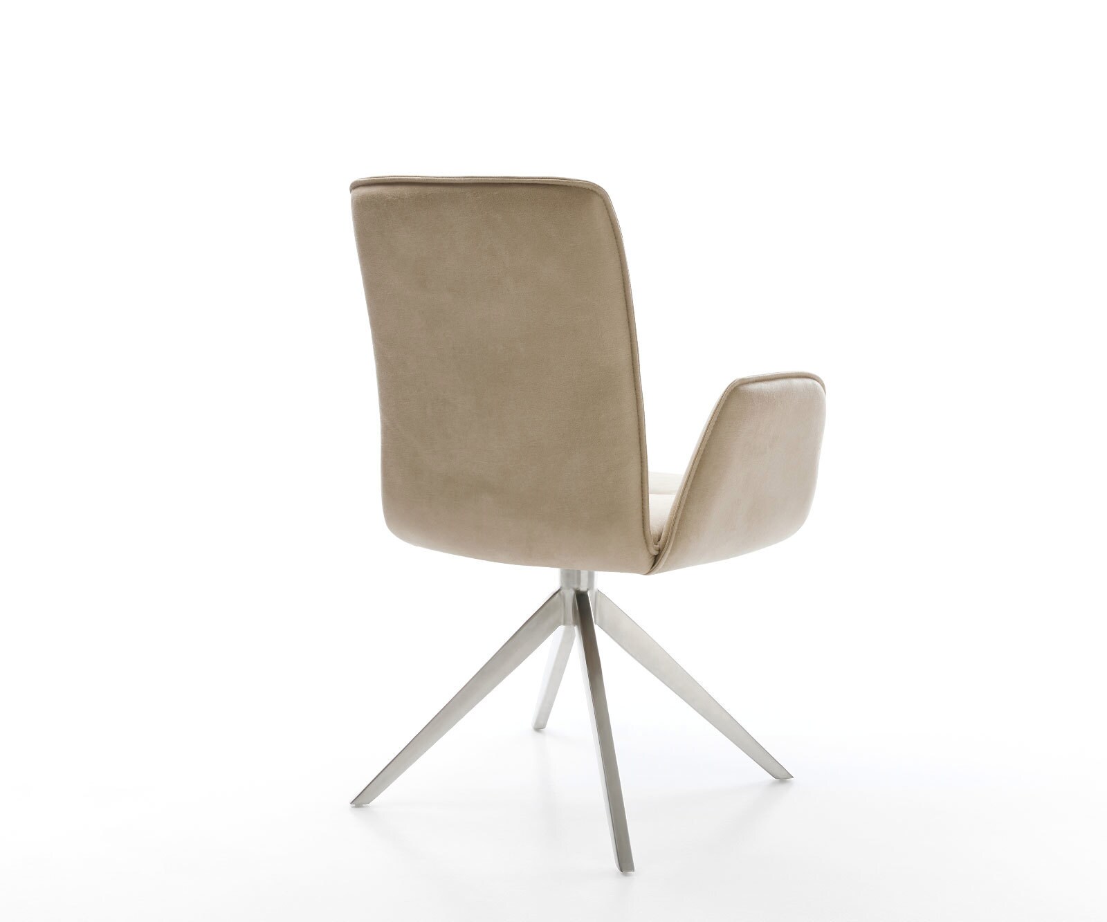 Chaise-pivotante Vinja-Flex microvelours beige vintage pied croisé large acier inoxydable brossé pivotement sur 360° fonction bascule 4