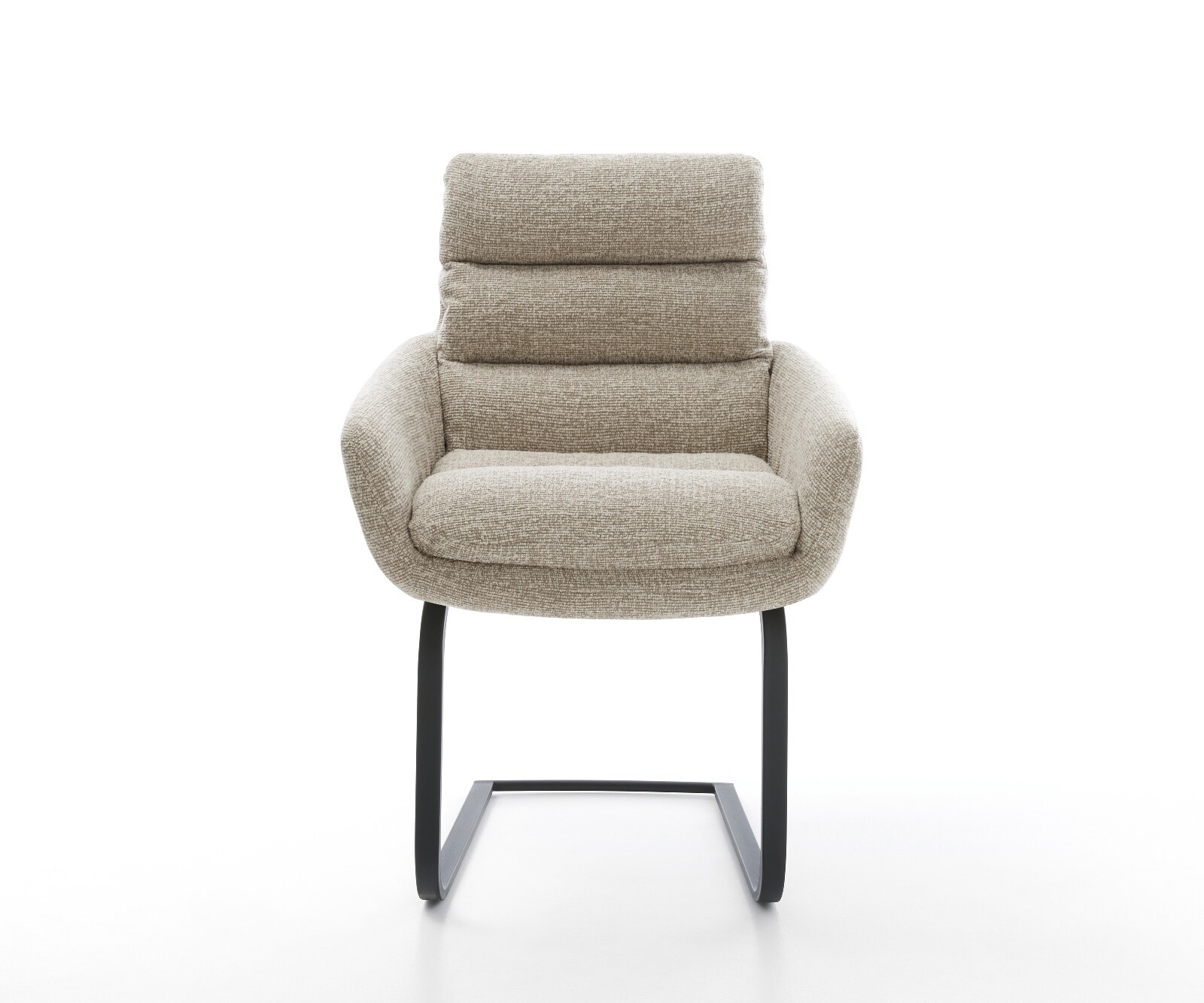 Freischwinger Abelia-Flex mit Armlehnen Webstoff Soft Beige Freischwinger flach Schwarz 2