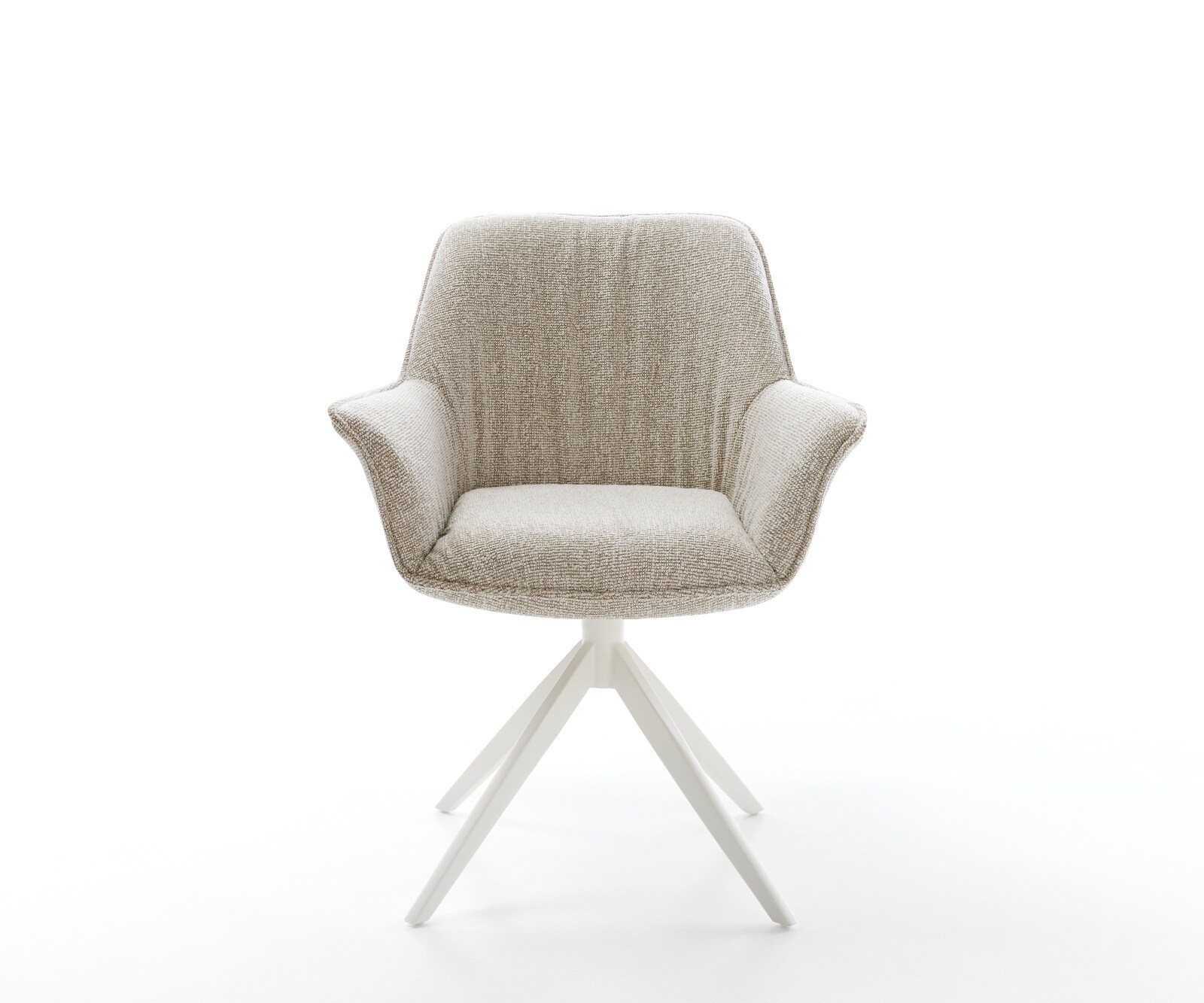 Drehstuhl Keila-Flex mit Armlehnen Webstoff Soft Beige Kreuzgestell breit Weiß 360° drehbar Wippfunktion 2