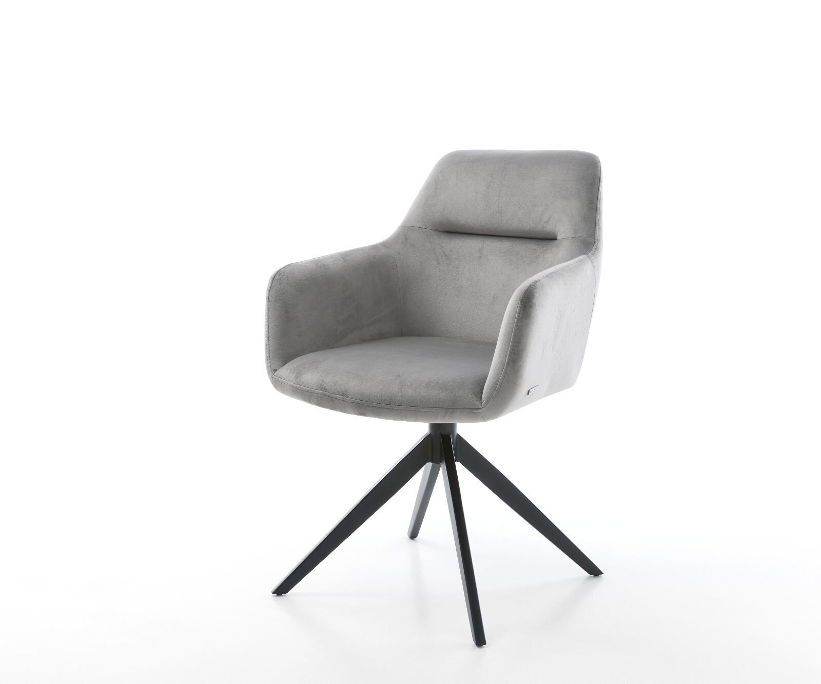 Drehstuhl Pejo-Flex Samt Grau Kreuzgestell breit Schwarz 360° drehbar Wippfunktion Taschenfederkern