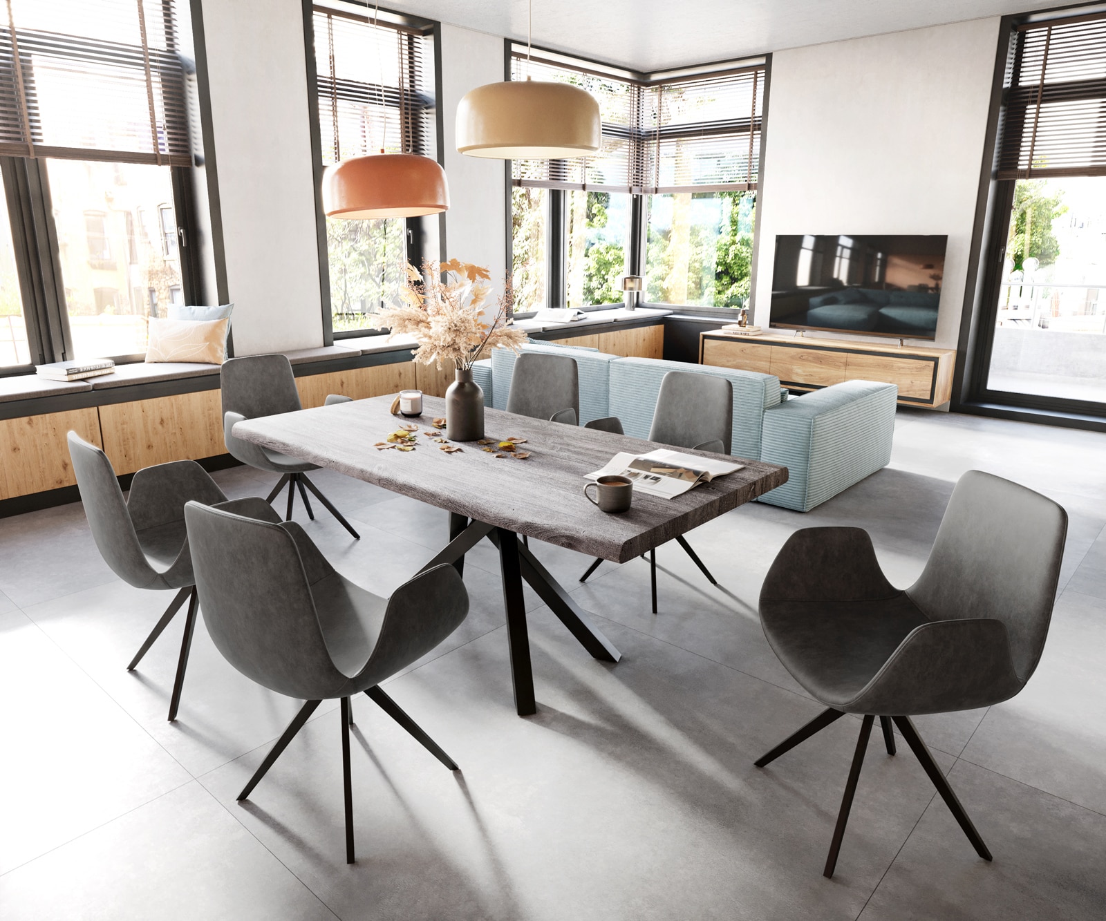 Esszimmerstuhl Ilia-Flex mit Armlehnen Mikrofaser Anthrazit Vintage Kreuzgestell kantig Schwarz 3 Esszimmerstuhl Ilia-Flex mit Armlehnen Mikrofaser Anthrazit Vintage Kreuzgestell kantig Schwarz 3