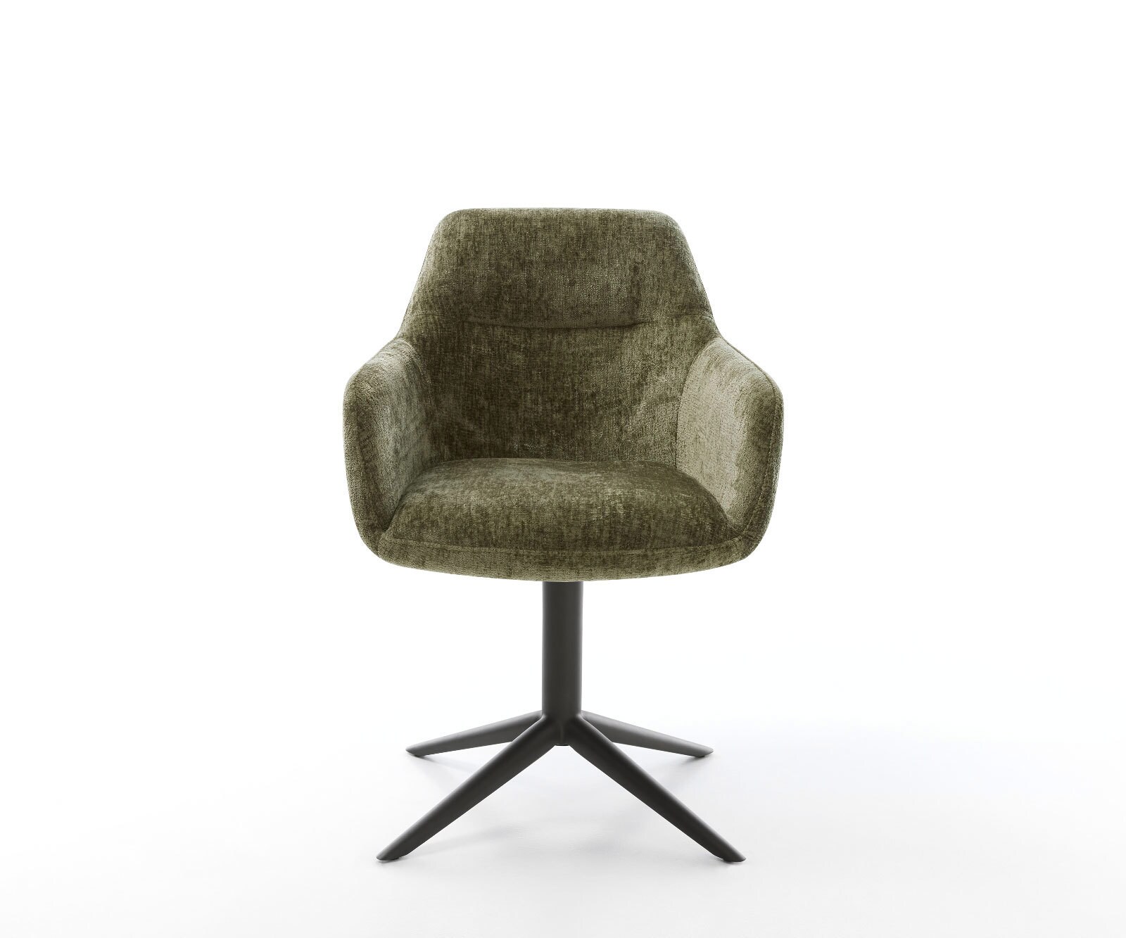 Drehstuhl Pejo-Flex Chenille Olive Fußkreuz Schwarz 360° drehbar Wippfunktion Taschenfederkern 2