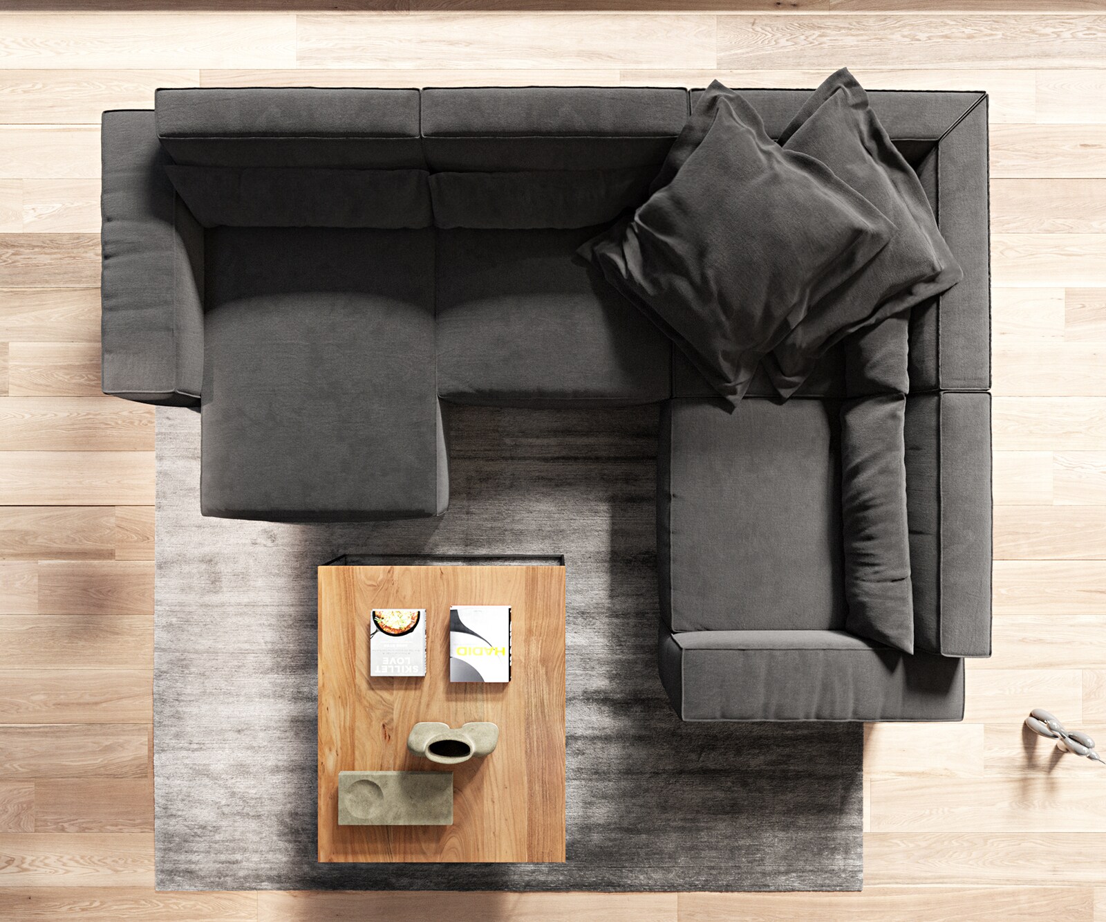 Wohnlandschaft Sirpio 300x210 cm Mikrofaser Schwarz Recamiere variabel 6