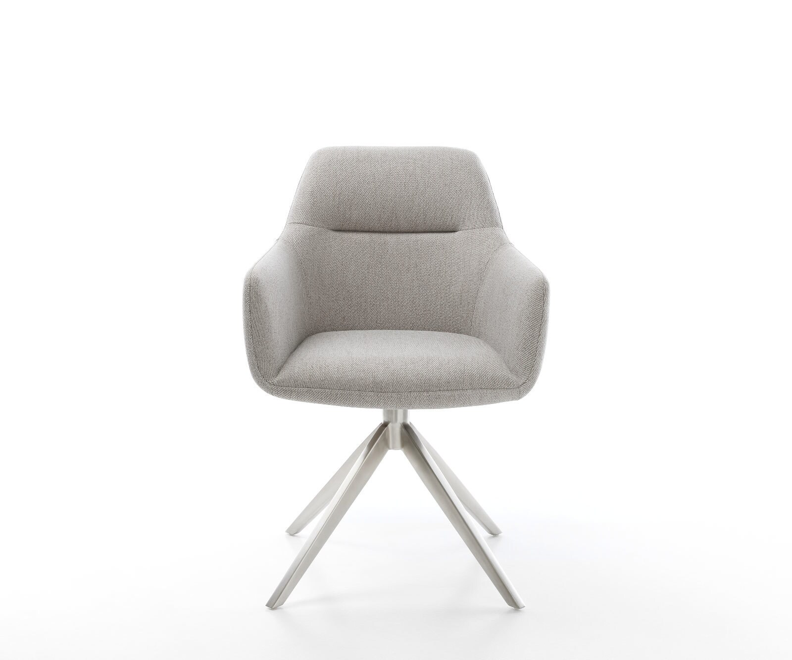 Chaise-pivotante Pejo-Flex rayures gris clair pied croisé large acier inoxydable brossé pivotement sur 360° fonction bascule ressorts ensachés 1