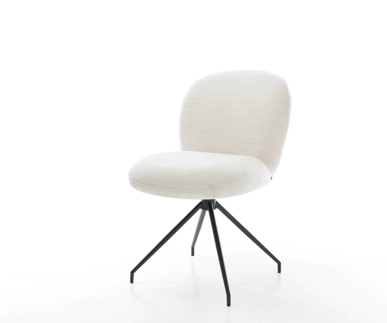 Esszimmerstuhl Nube-Flex Bouclé Soft Beige Kreuzgestell konisch Schwarz Taschenfederkern