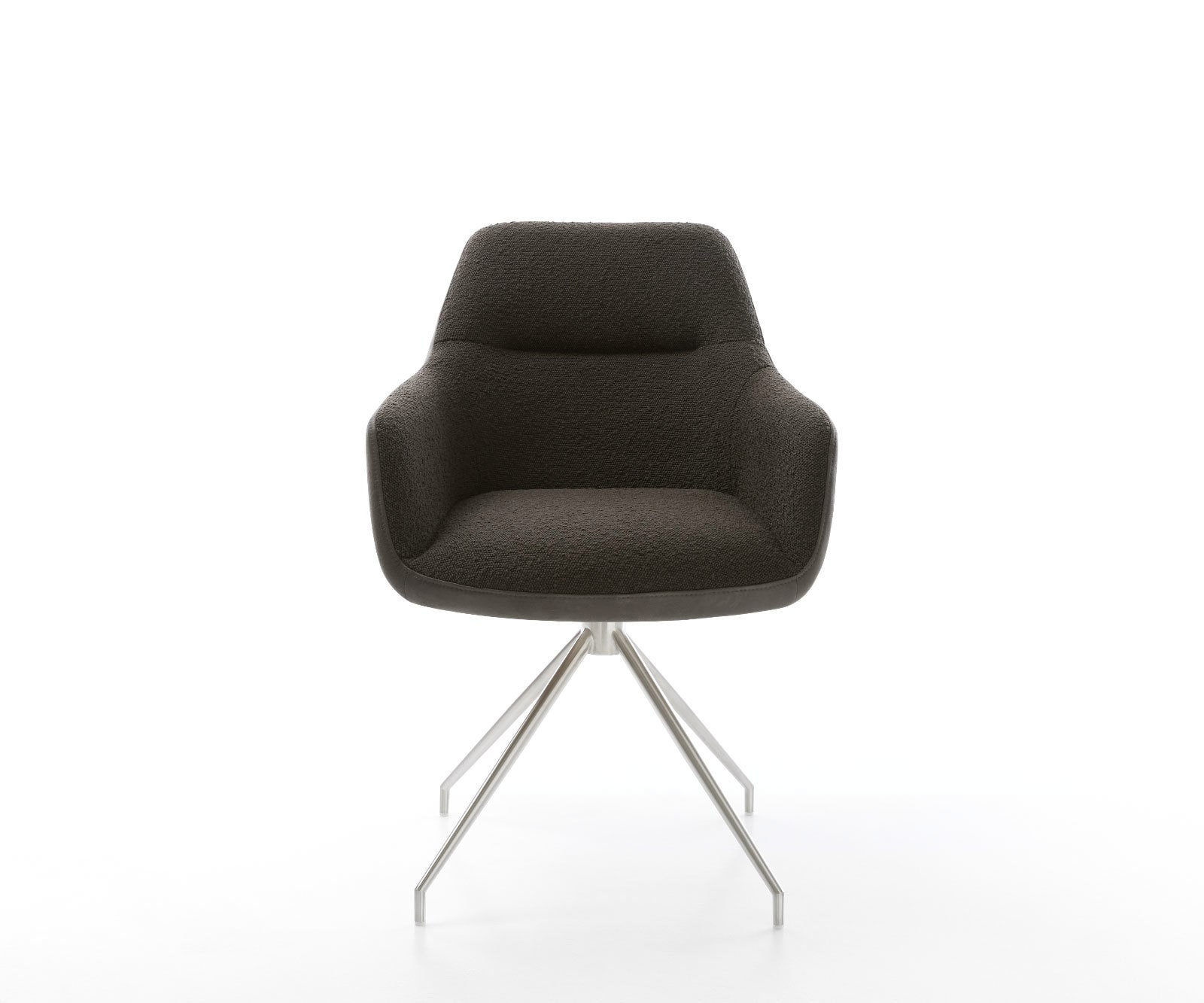 Chaise-pivotante Pejo-Flex tissu mixte noir pied croisé conique acier inoxydable brossé pivotement sur 180° ressorts ensachés 1 Chaise-pivotante Pejo-Flex tissu mixte noir pied croisé conique acier inoxydable brossé pivotement sur 180° ressorts ensachés 1