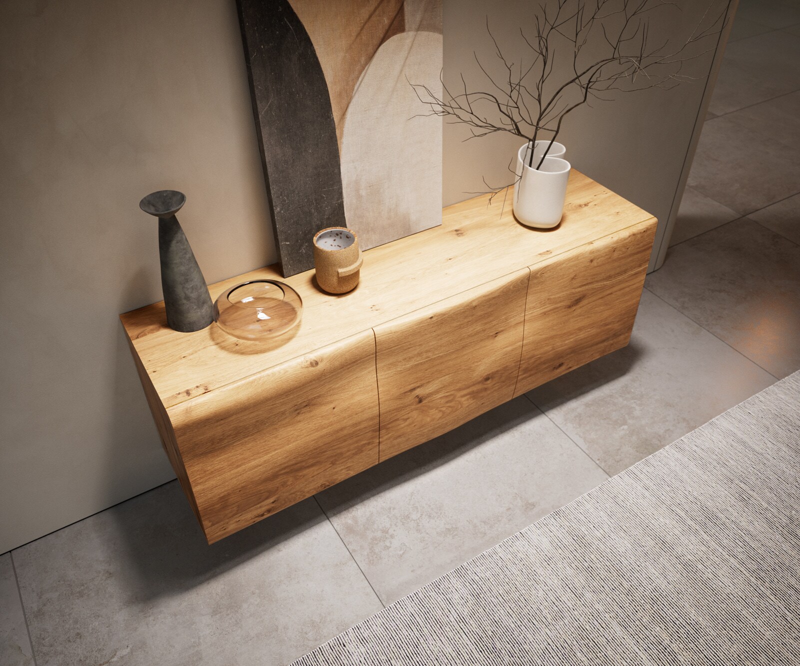 Buffet New Live-Edge 145 cm chêne naturel 3 portes flottantes 1
