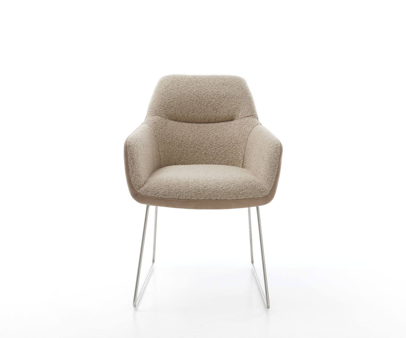 Chaise-de-salle-à-manger Pejo-Flex tissu mixte couleur boue pied trapèze acier inoxydable brossé ressorts ensachés 1 Chaise-de-salle-à-manger Pejo-Flex tissu mixte couleur boue pied trapèze acier inoxydable brossé ressorts ensachés 1