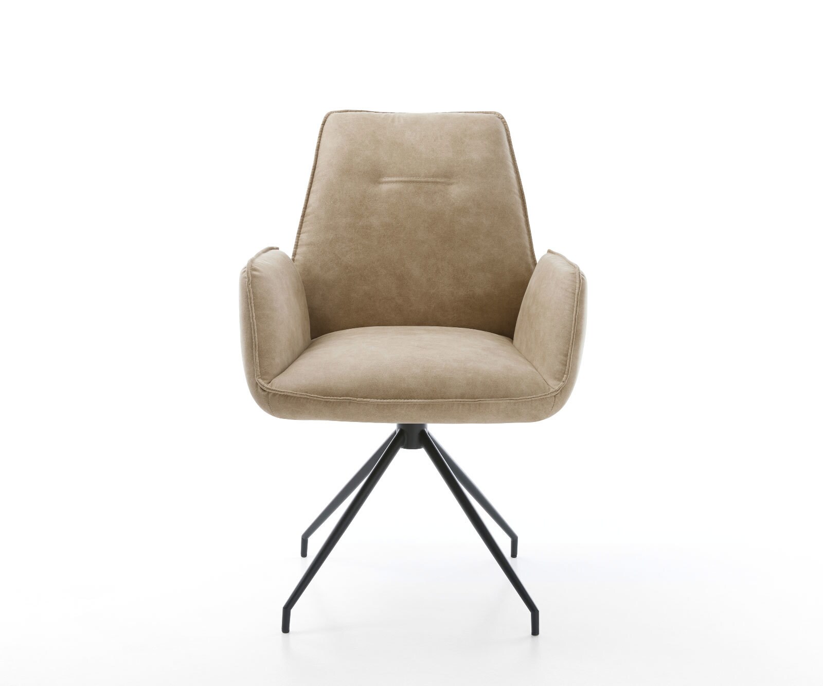 Chaise-de-salle-à-manger Zoa-Flex microvelours beige vintage pied croisé conique noir ressorts ensachés 1